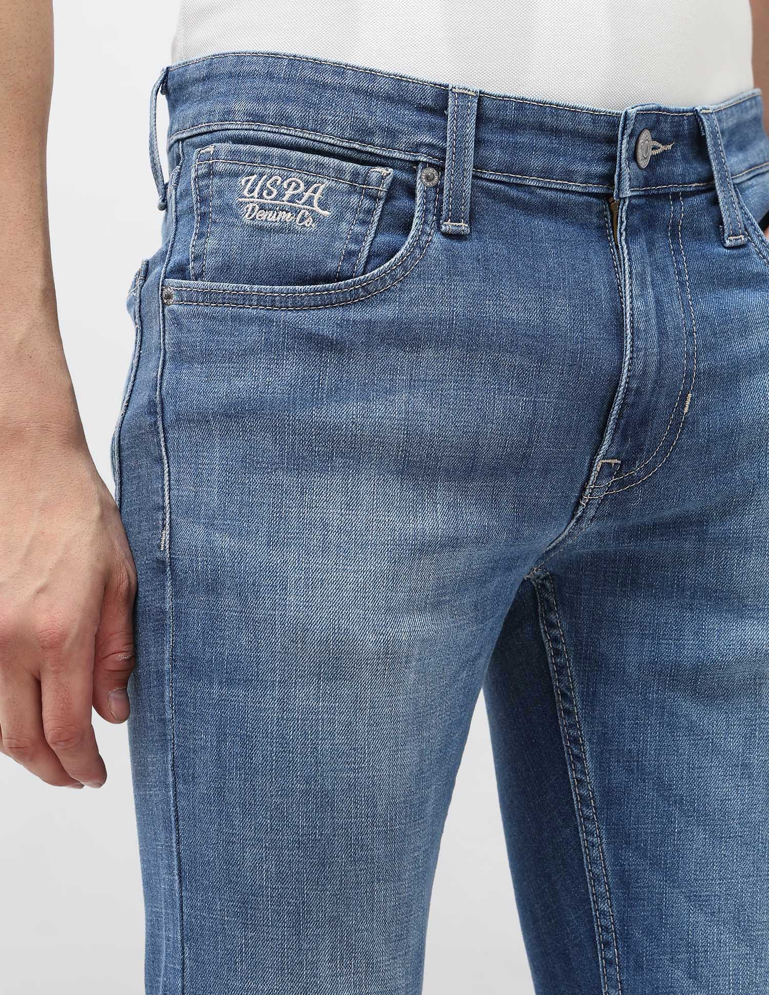 Regallo Skinny Fit Whiskered Jeans Med Blue - U.S. Polo Assn. India | Large