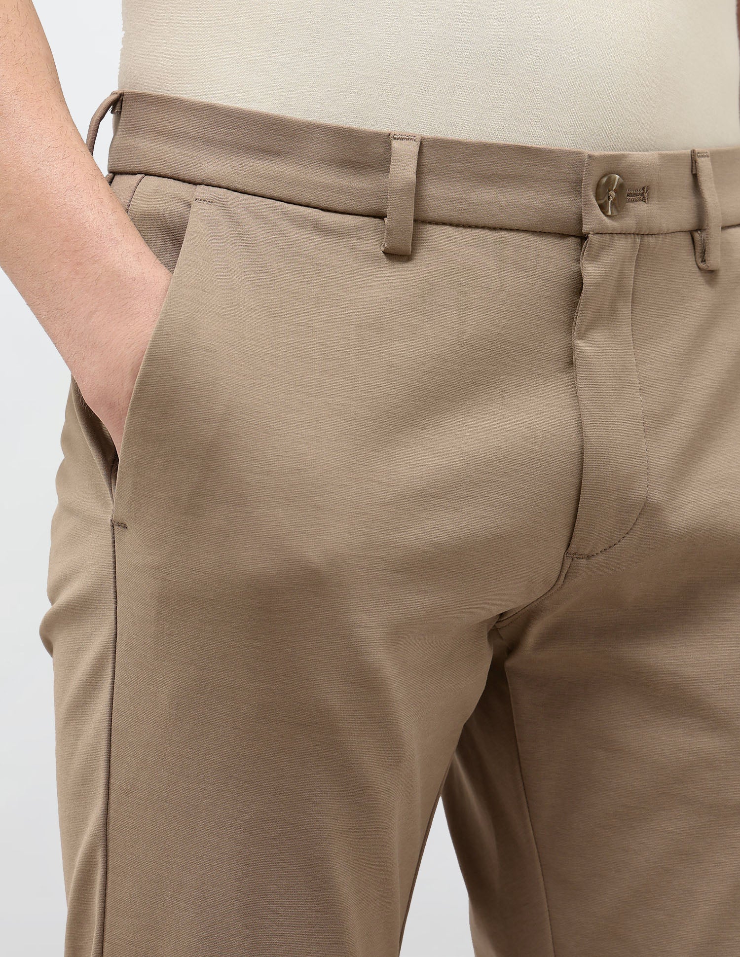 Satin Slim Fit Trousers Khaki - U.S. Polo Assn. India | Large
