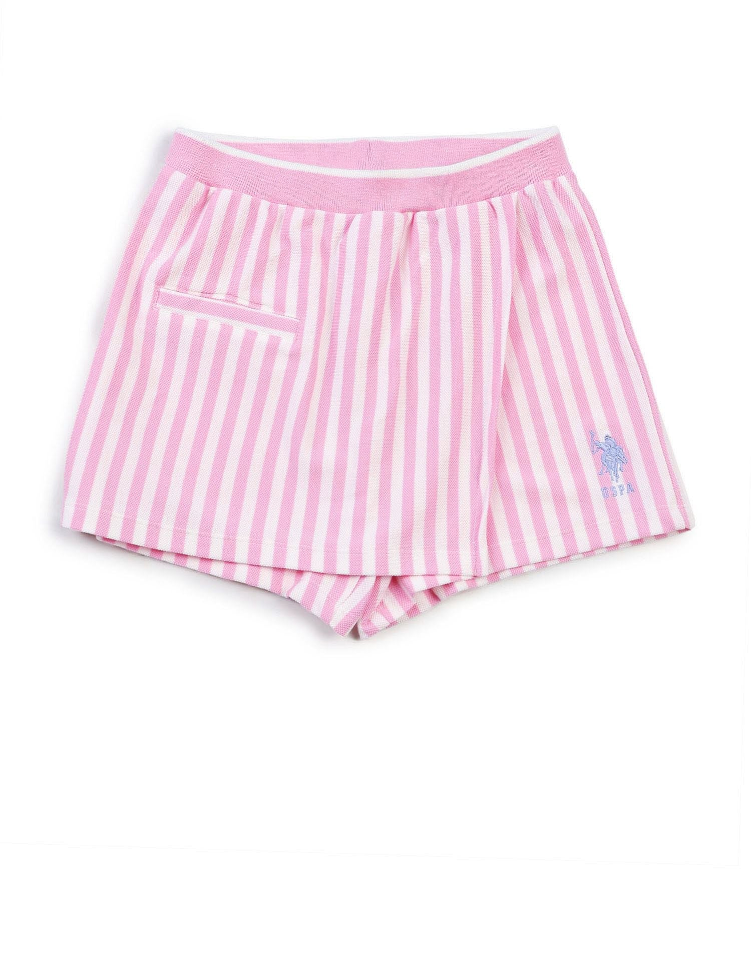 Girls Vertical Striped Skorts Light Pink - U.S. POLO ASSN. | Large