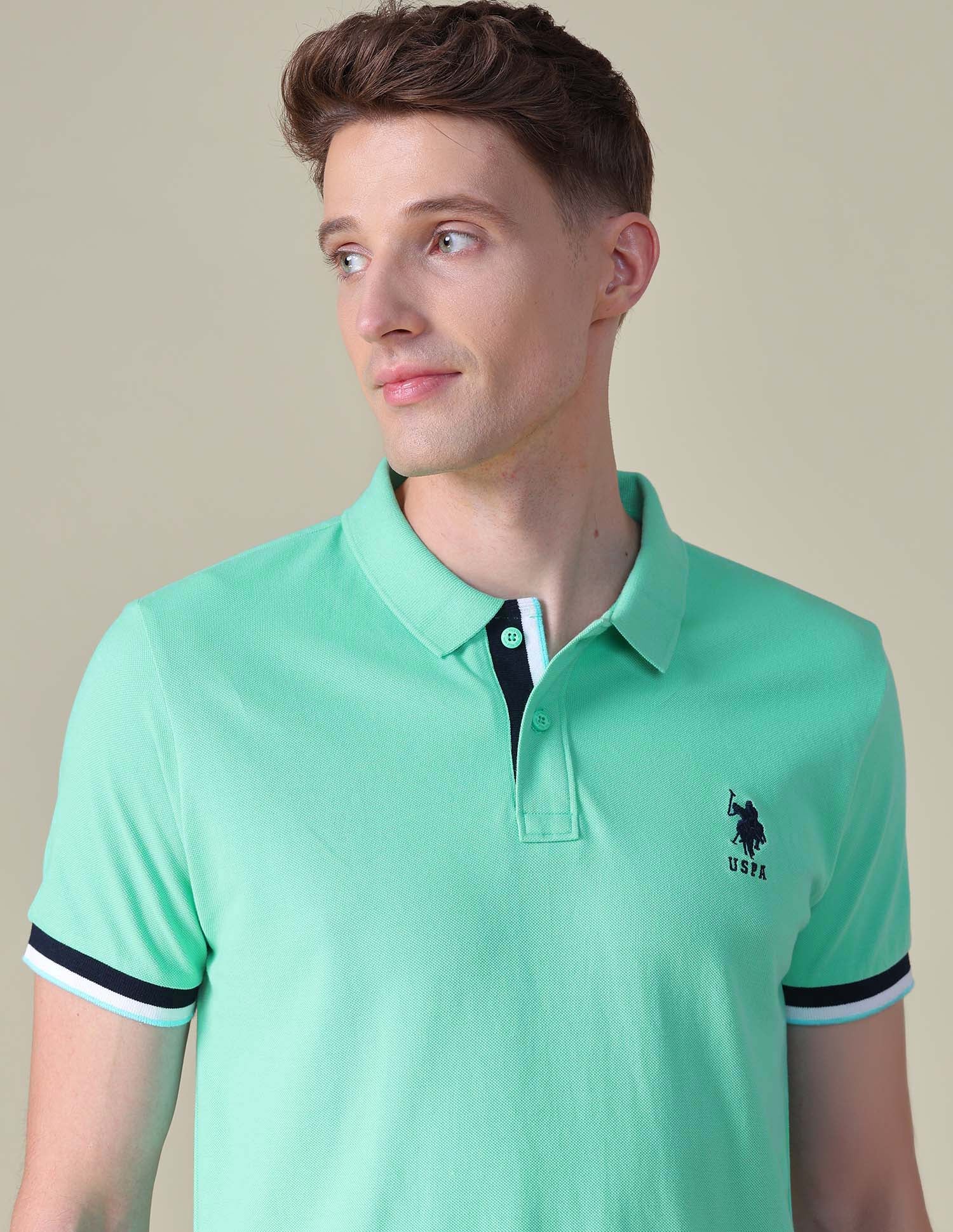 Solid Regular Fit Polo Shirt Light Green - U.S. POLO ASSN. | Large