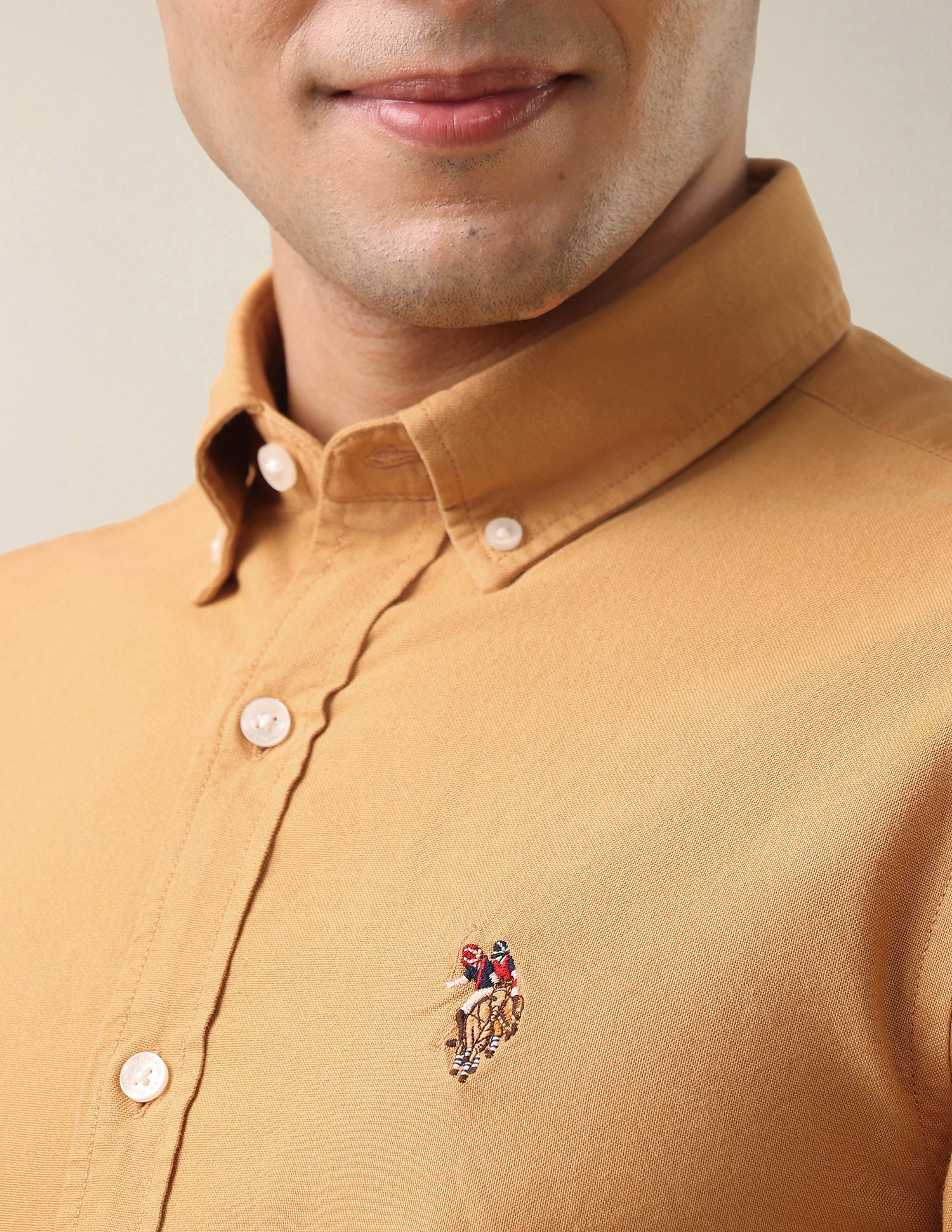 Oxford Tailored Fit Button-Down Collar Shirt Mustard - U.S. Polo Assn. India | Large