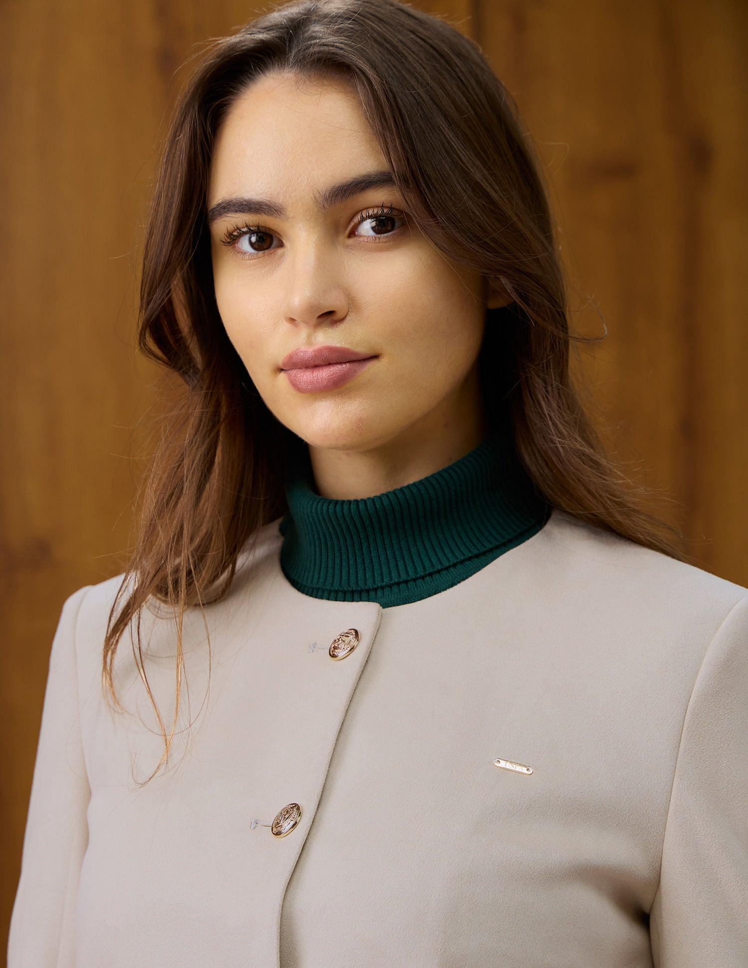 Solid Regular Fit Round Neck Jacket Beige - U.S. POLO ASSN. | Large