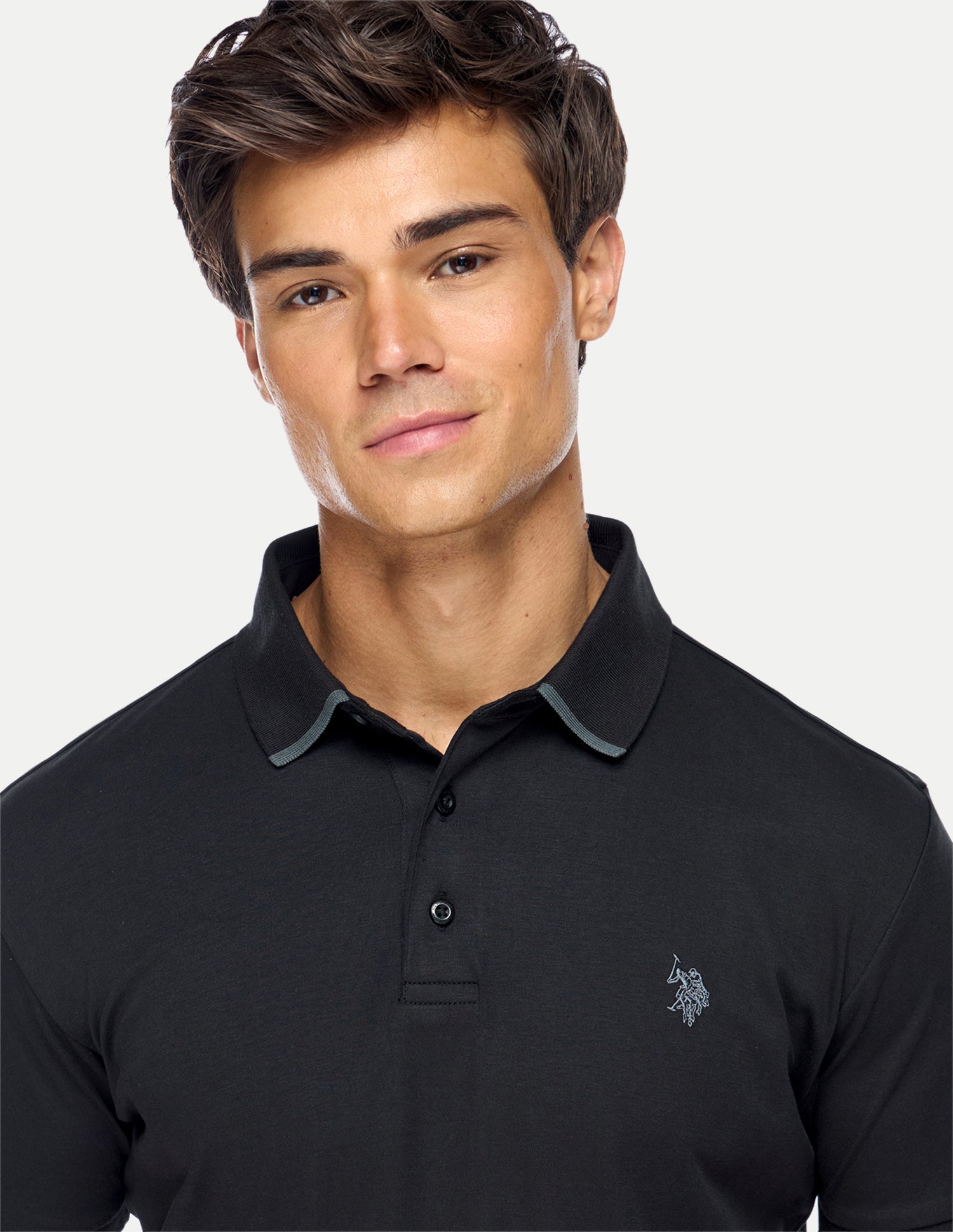 Solid Slim Fit Polo Shirt Black - U.S. Polo Assn. India | Large