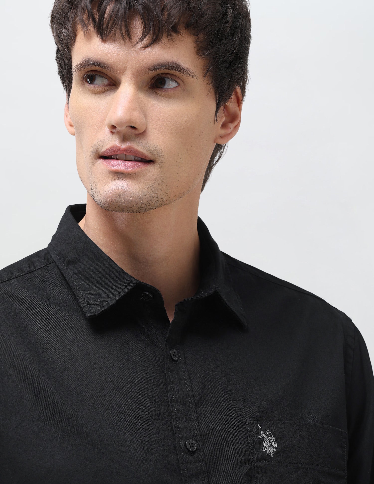 Twill Solid Shirt Black - U.S. Polo Assn. India | Large