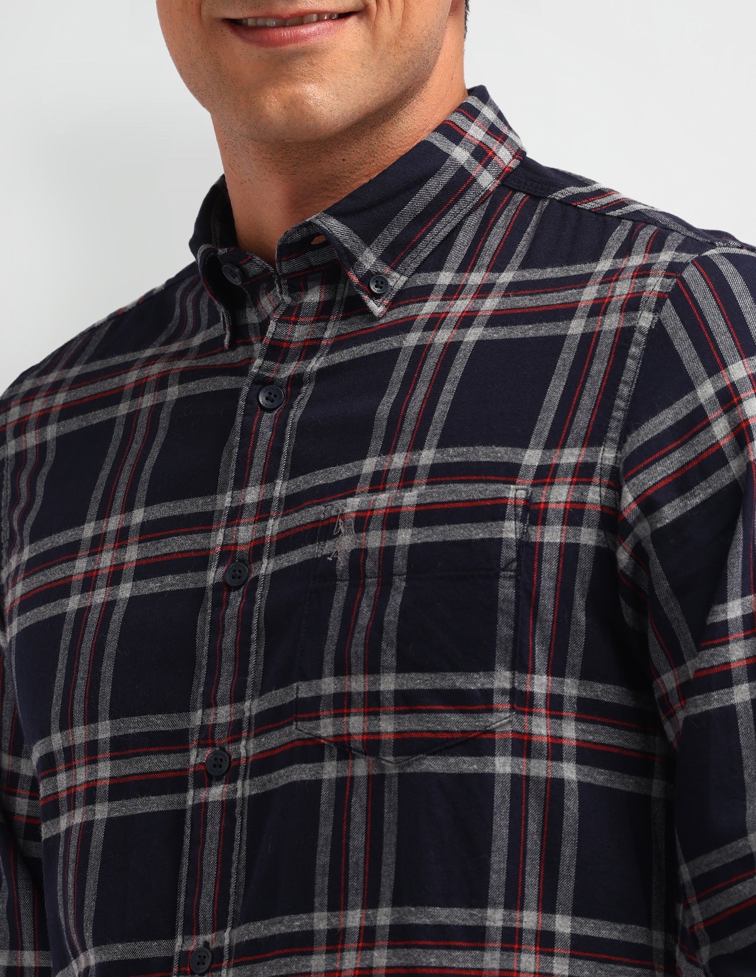 Tartan Check Printed Slim Fit Shirt Navy - U.S. Polo Assn. India | Large