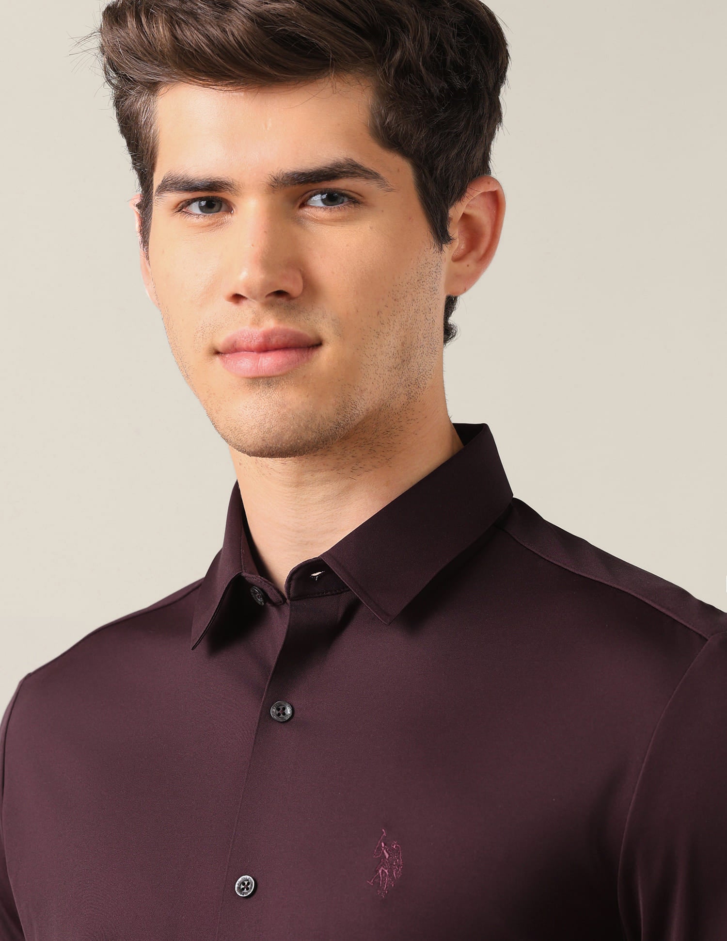 Tailored Fit Knitted Shirt Red - U.S. Polo Assn. India | Large