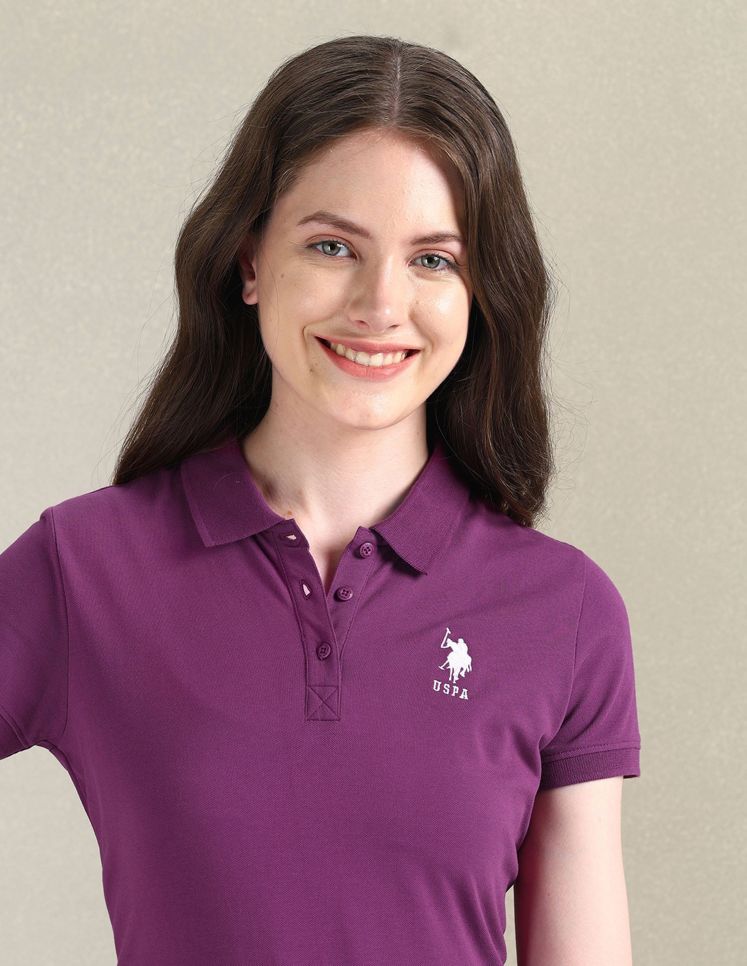 Cotton Stretch Logo Polo Shirt Purple - U.S. Polo Assn. India | Large