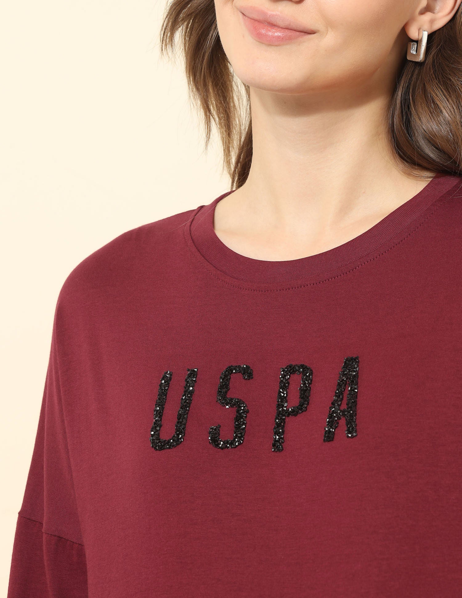 Boxy Fit Brand Embellished T-Shirt Red - U.S. POLO ASSN. | Large