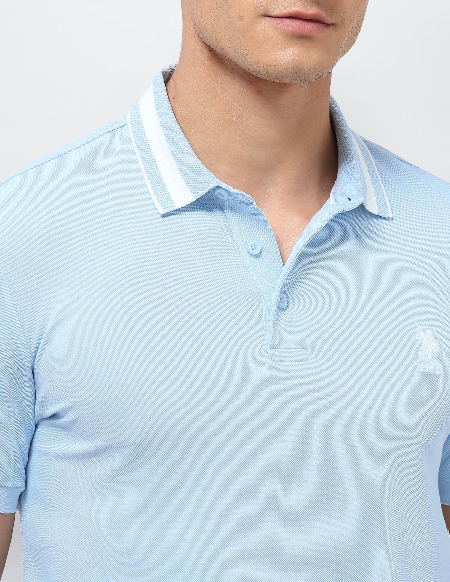 Solid Slim Fit Polo Shirt Light Blue - U.S. POLO ASSN. | Large