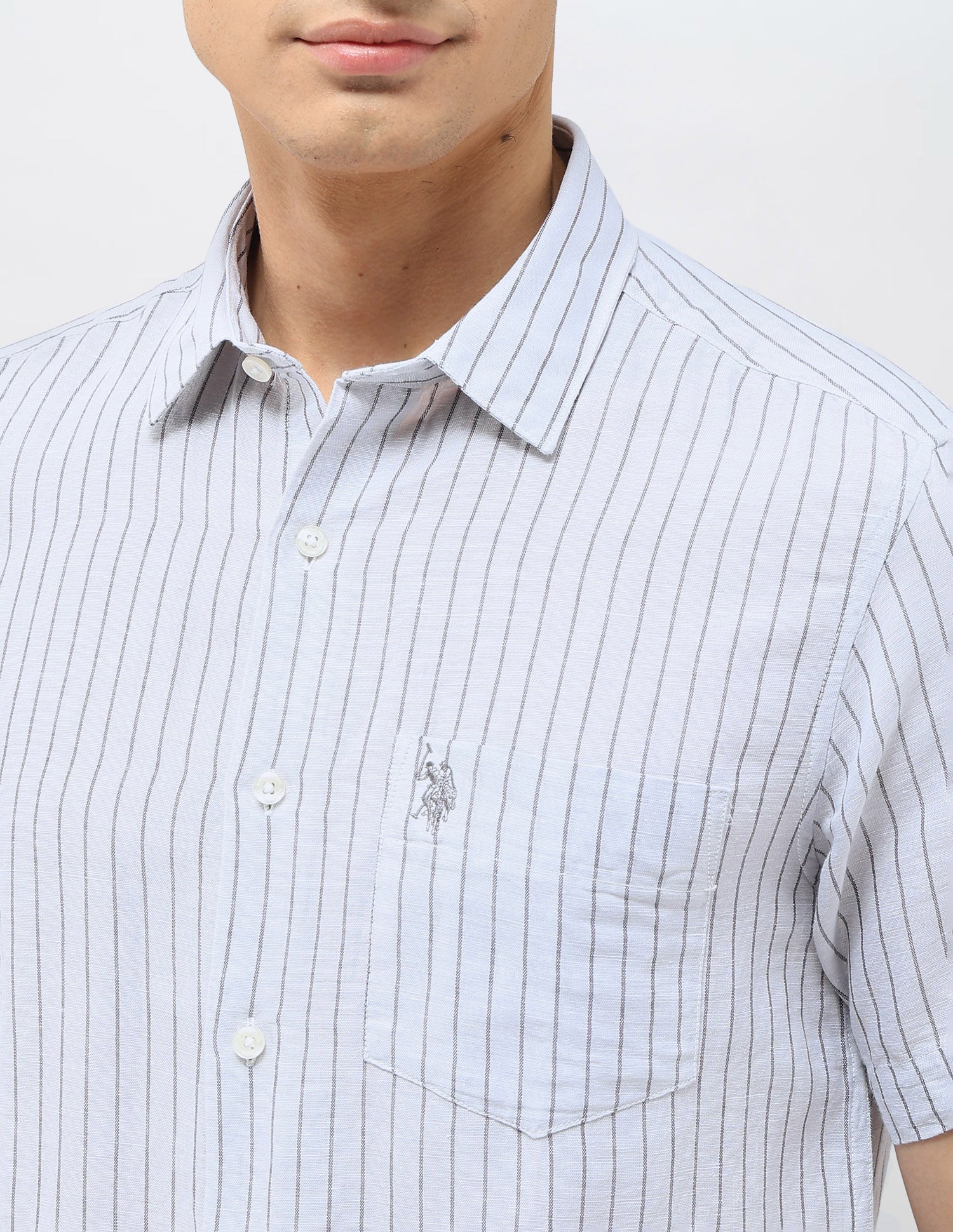 Vertical Striped Tailored Fit Shirt Grey - U.S. POLO ASSN. | Large