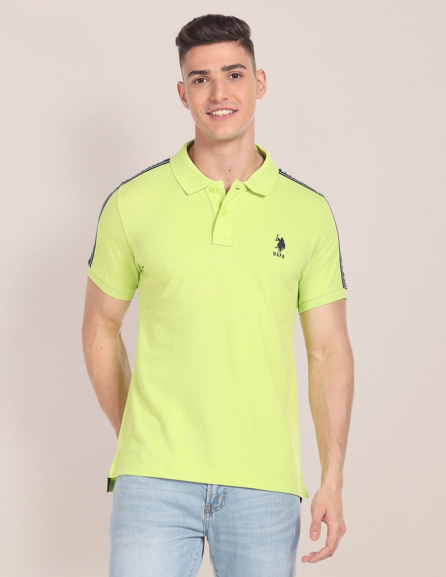 Slim Fit Cotton Polo Shirt Light Green - U.S. POLO ASSN. | Large