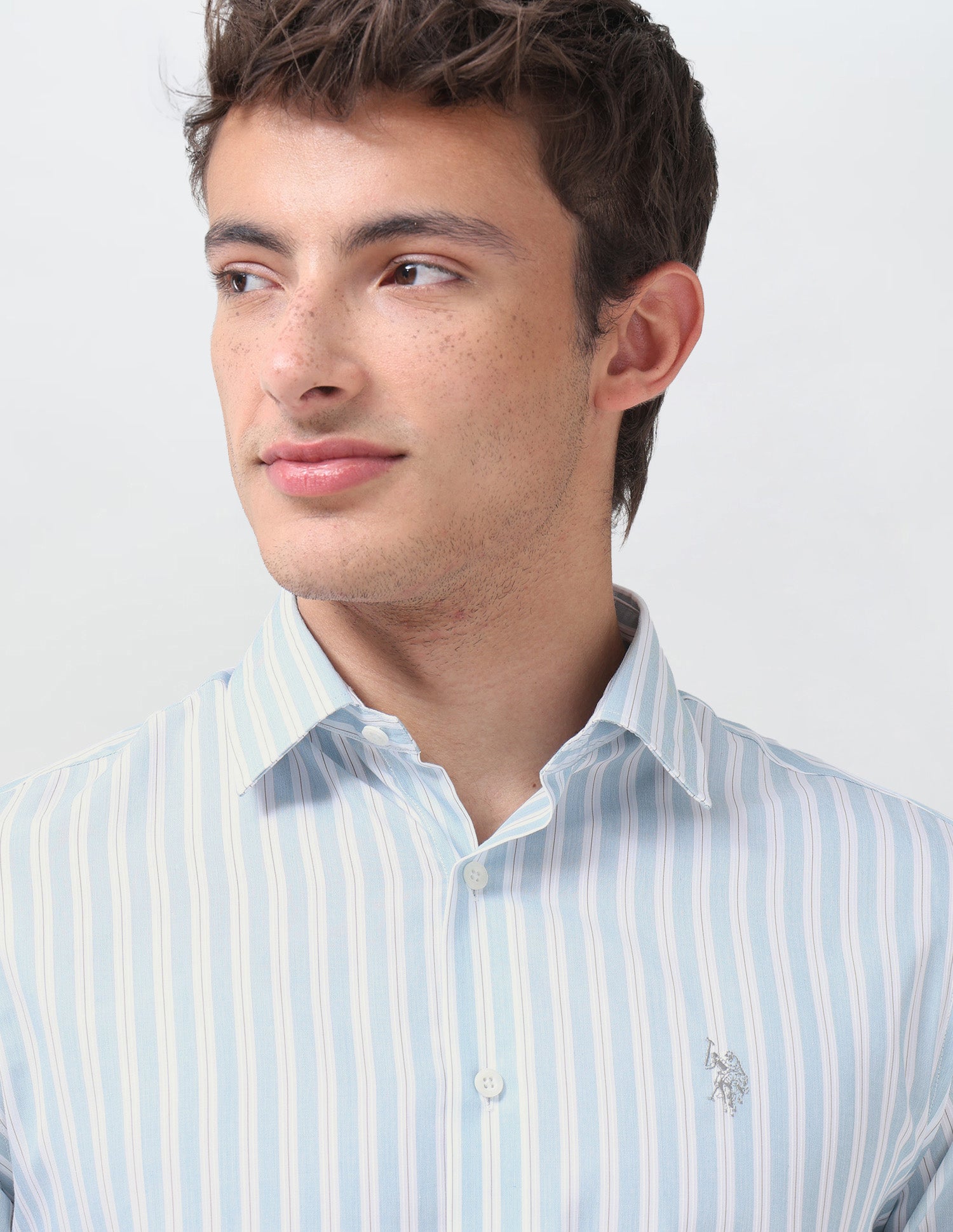 Vertical Striped Dobby Shirt Teal - U.S. Polo Assn. India | Large