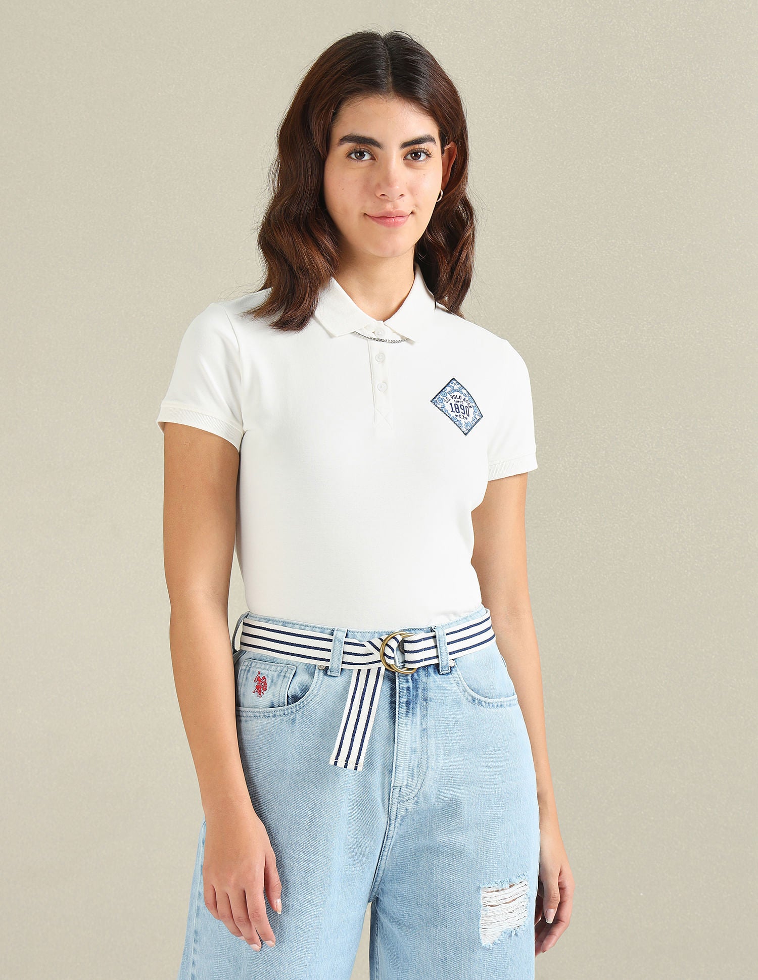 Ornamental Tile Logo Polo Shirt Off-White - U.S. Polo Assn. India | Large