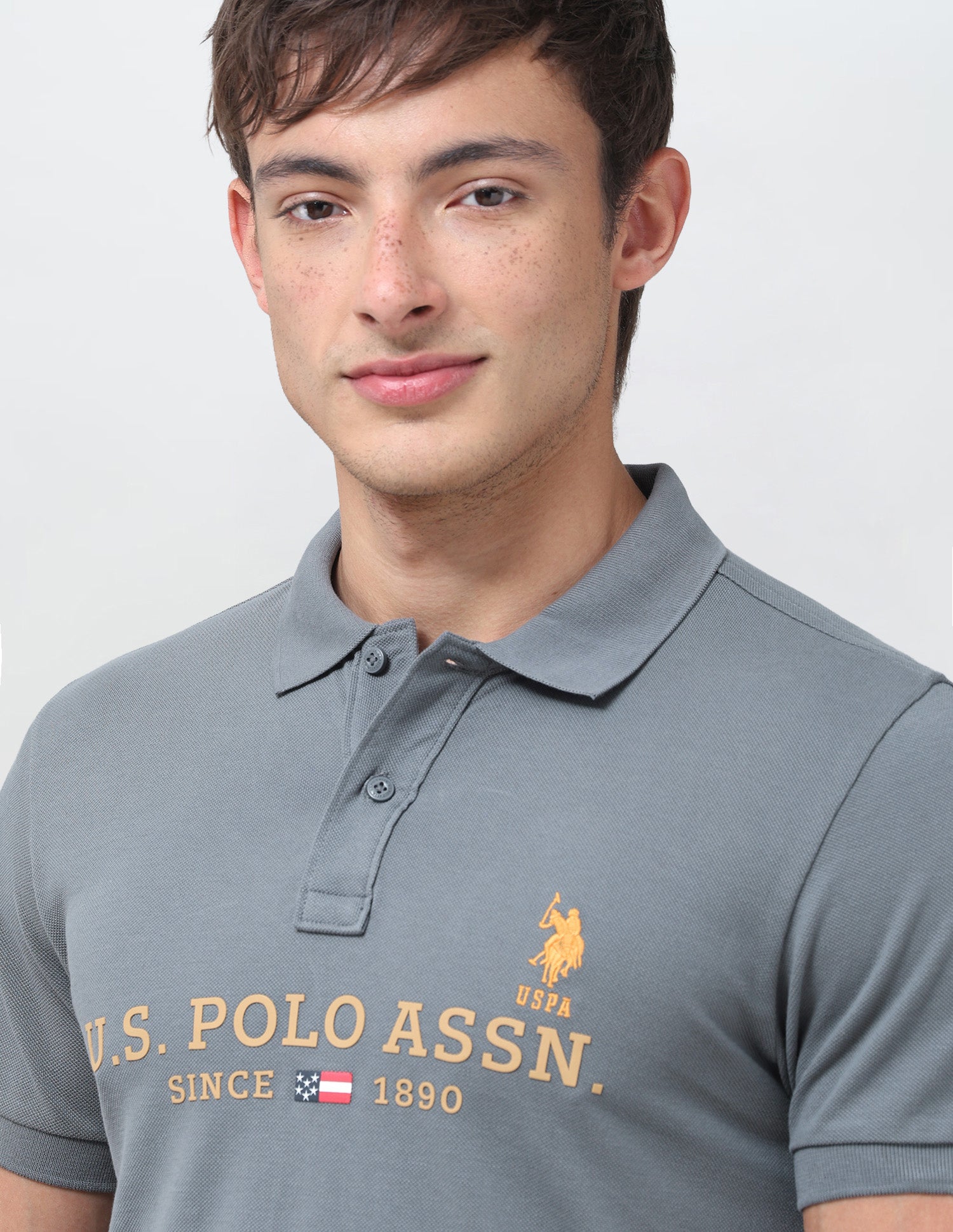Brand Printed Regular Fit Polo Shirt Dark Grey - U.S. Polo Assn. India | Large