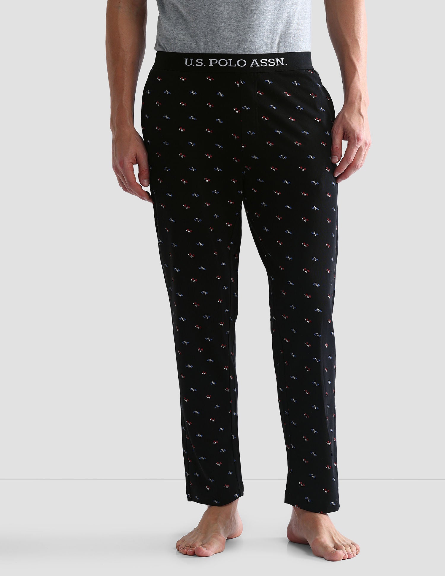 All Over Print OELP3 Lounge Pants - Pack Of 1 Black - U.S. POLO ASSN. | Large