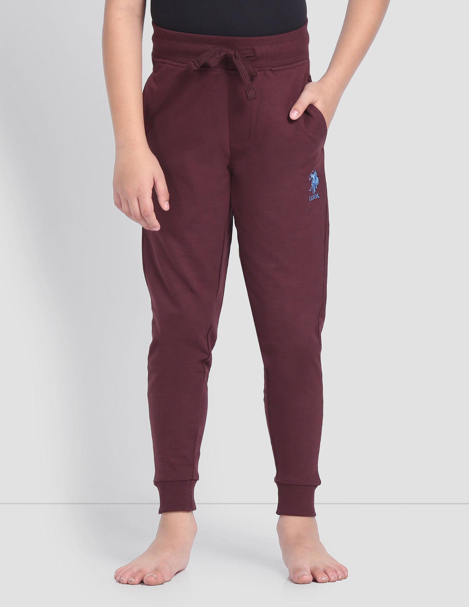 Mid Rise Drawstring Waist OKJ01 Joggers - Pack Of 1 Maroon - U.S. POLO ASSN. | Large