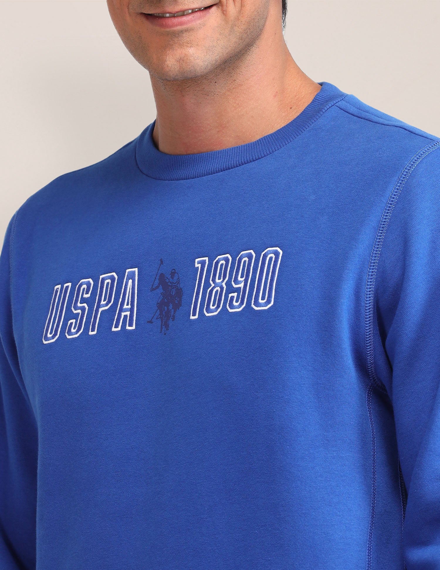 Brand Printed Regular Fit Sweatshirt Blue - U.S. Polo Assn. India | Large