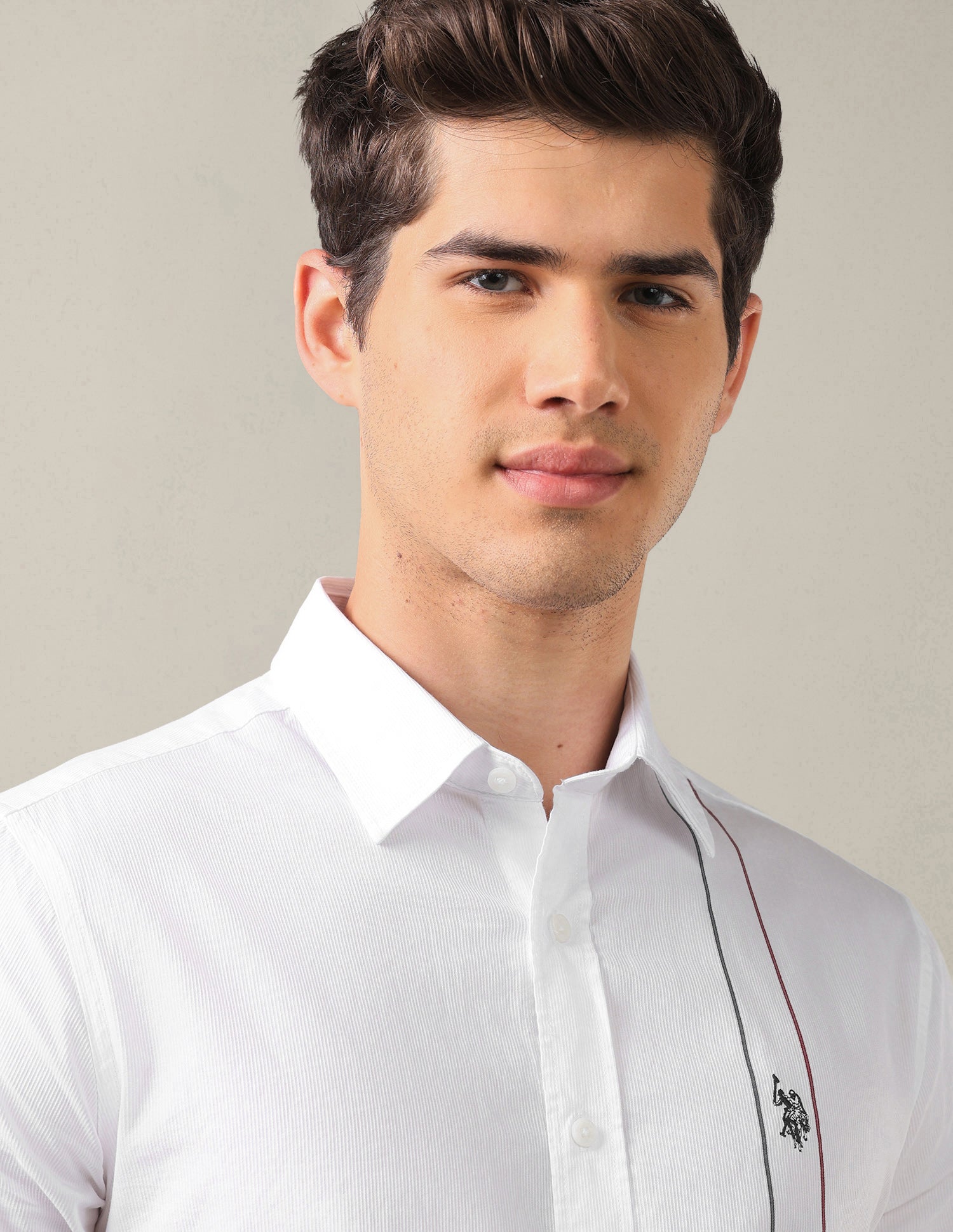 Dobby Tailored Fit Shirt White - U.S. Polo Assn. India | Large