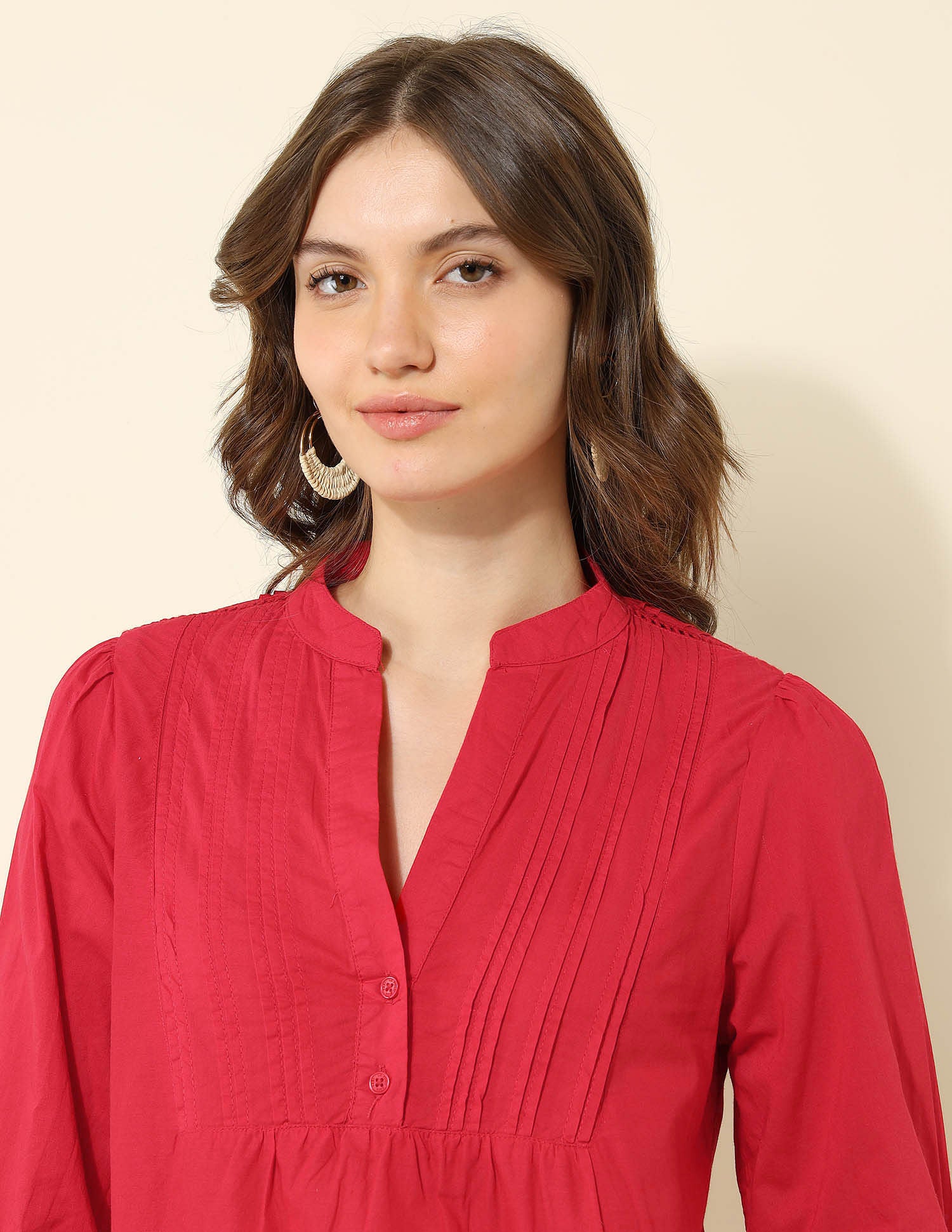 Pintucked Shifflli Top Red - U.S. POLO ASSN. | Large