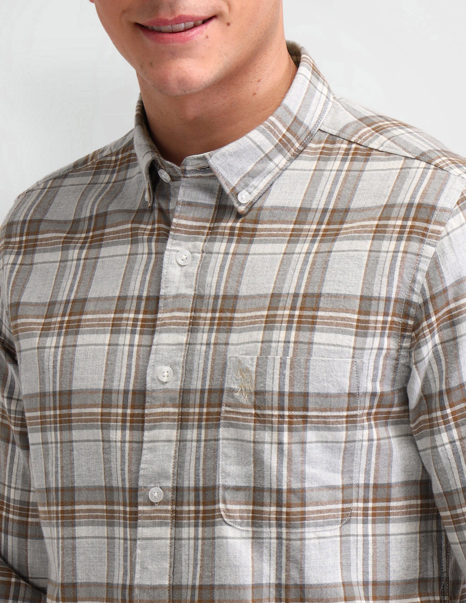 Tartan Checked Corduroy Shirt Grey - U.S. Polo Assn. India | Large