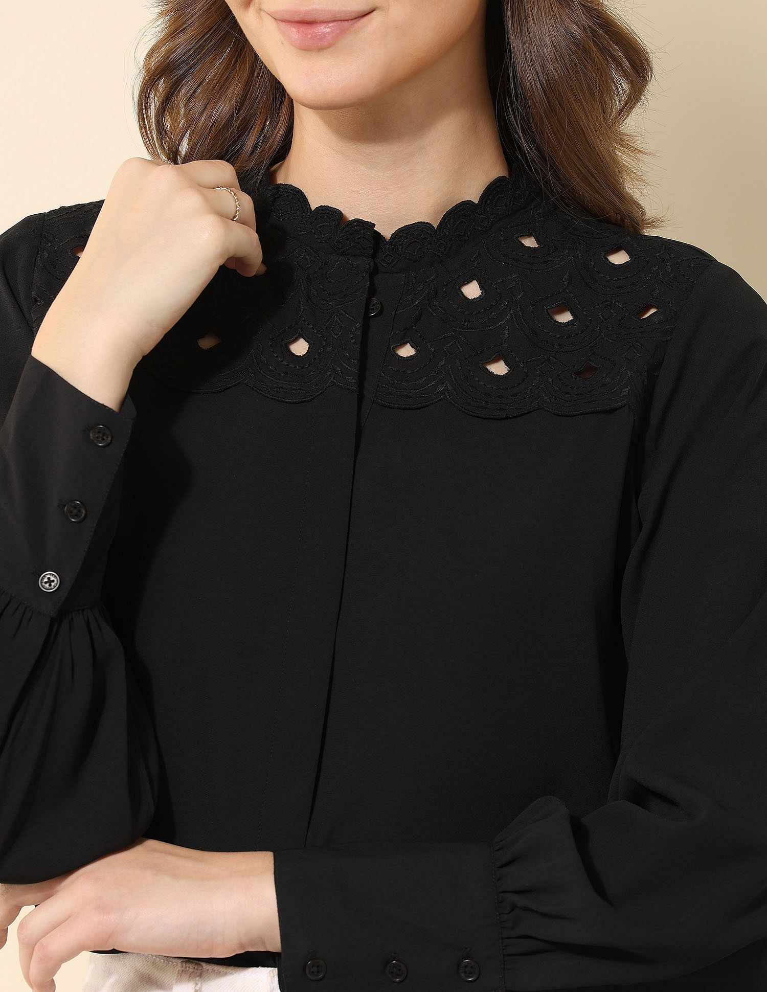 Embroidered Yoke Top Black - U.S. POLO ASSN. | Large