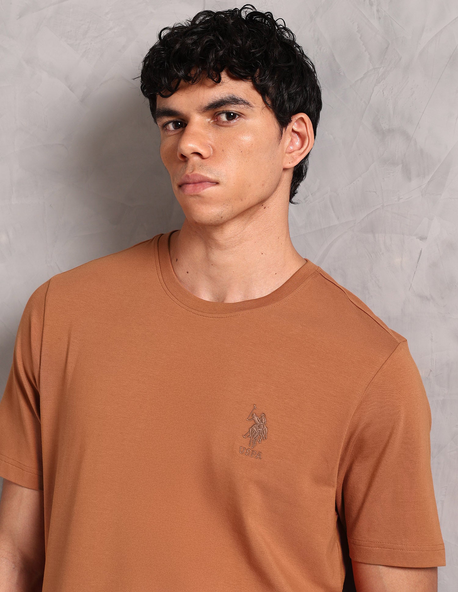 Comfort Fit Pure Cotton OEE12 Lounge T-Shirt - Pack Of 1 Leather Brown - U.S. POLO ASSN. | Large