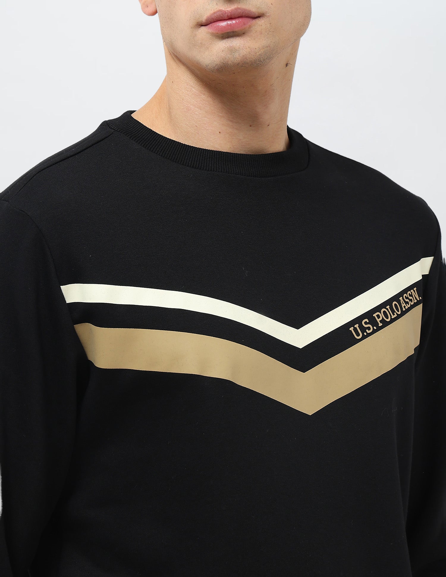 Chevron Printed Regular Fit Sweatshirt Black - U.S. POLO ASSN. | Large