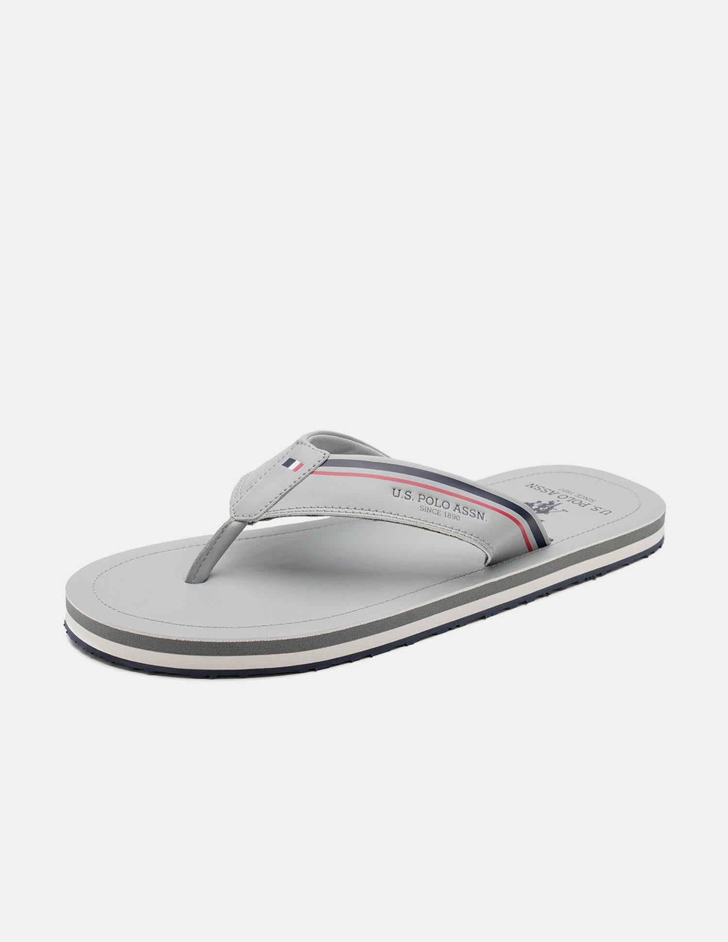 Men Nesta Striped Flip Flops Light Grey - U.S. Polo Assn. India | Large