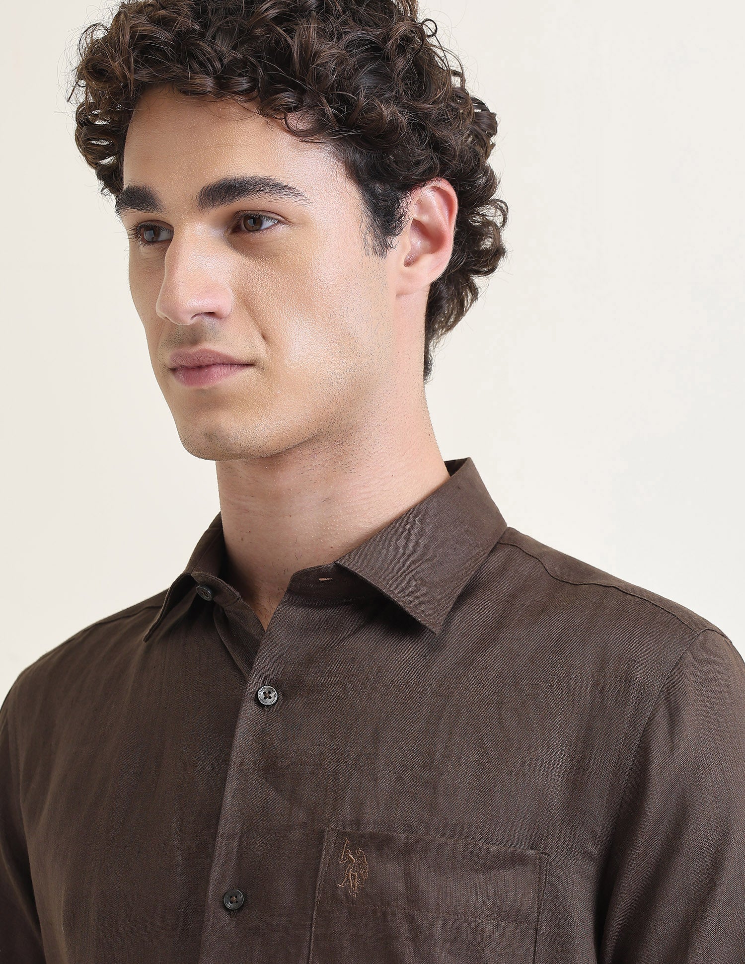 Solid Regular Fit Shirt Choco - U.S. Polo Assn. India | Large