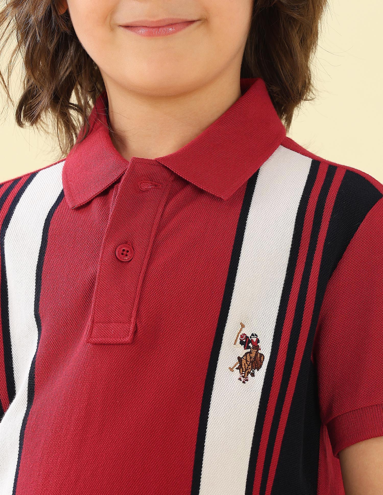 Vertical Striped Regular Fit Polo Shirt Red - U.S. Polo Assn. India | Large