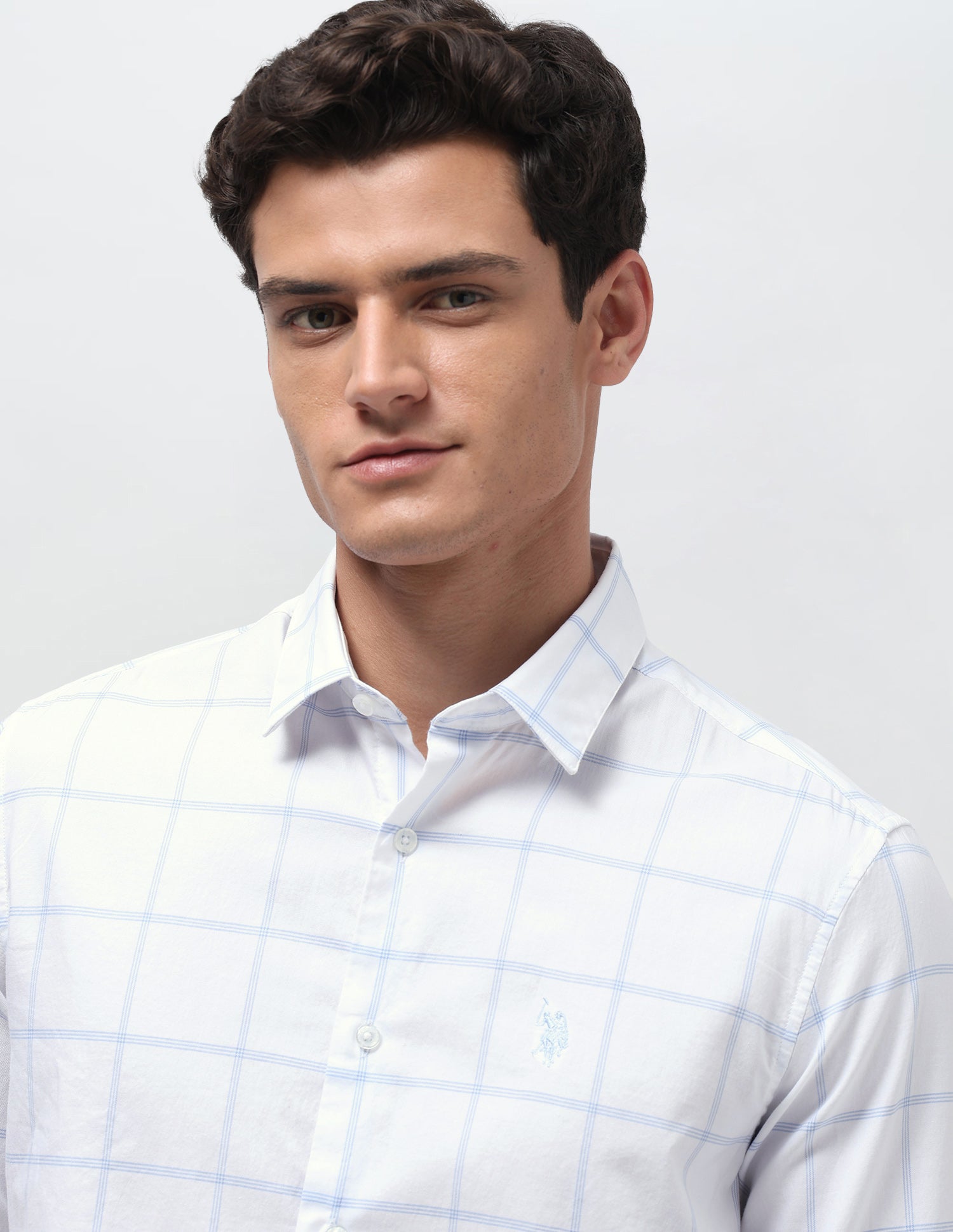 Dobby Regular Fit Shirt Light Blue - U.S. Polo Assn. India | Large