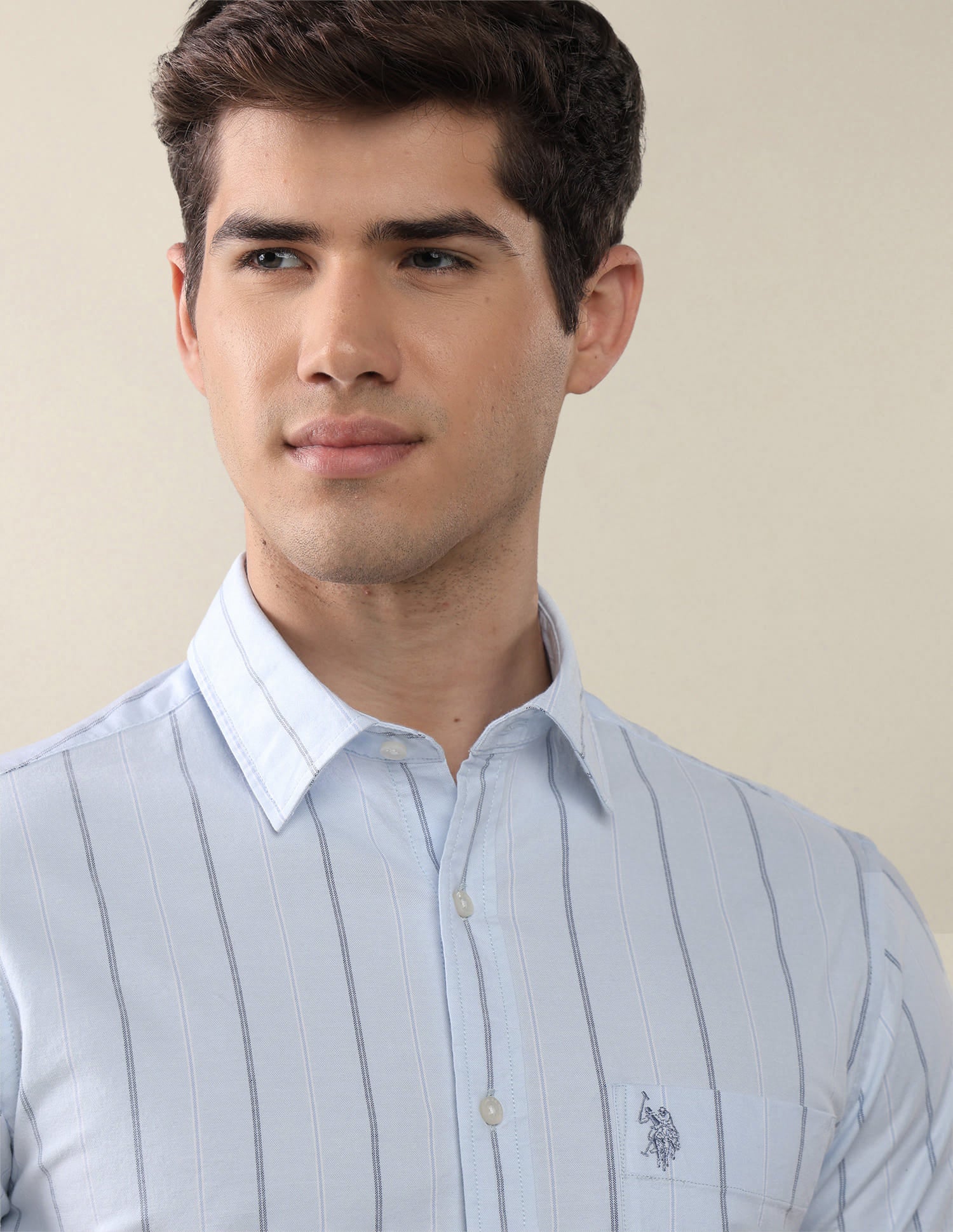 Oxford Vertical Striped Shirt Blue - U.S. Polo Assn. India | Large