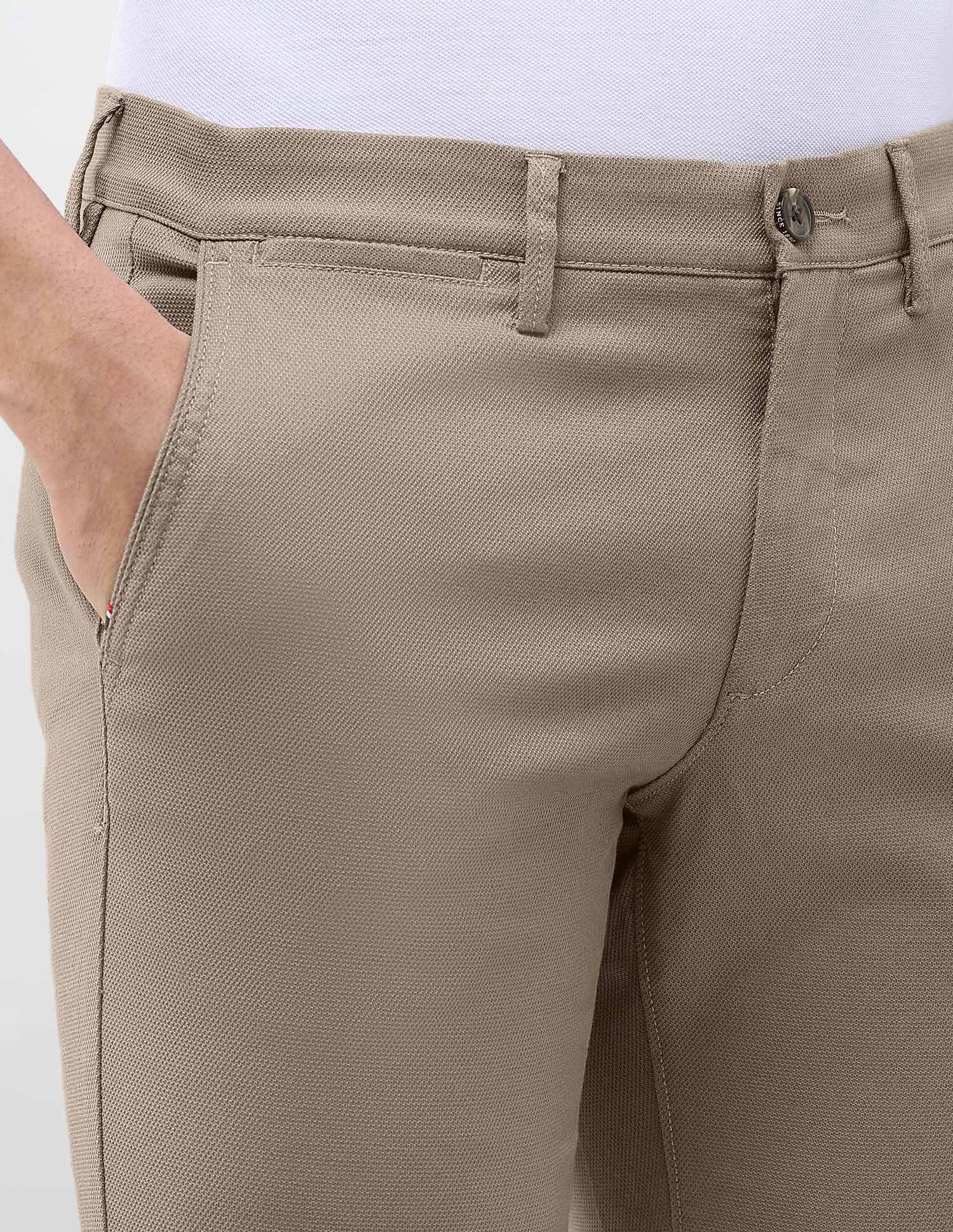 Denver Slim Fit Dobby Trousers Taupe Brown - U.S. Polo Assn. India | Large