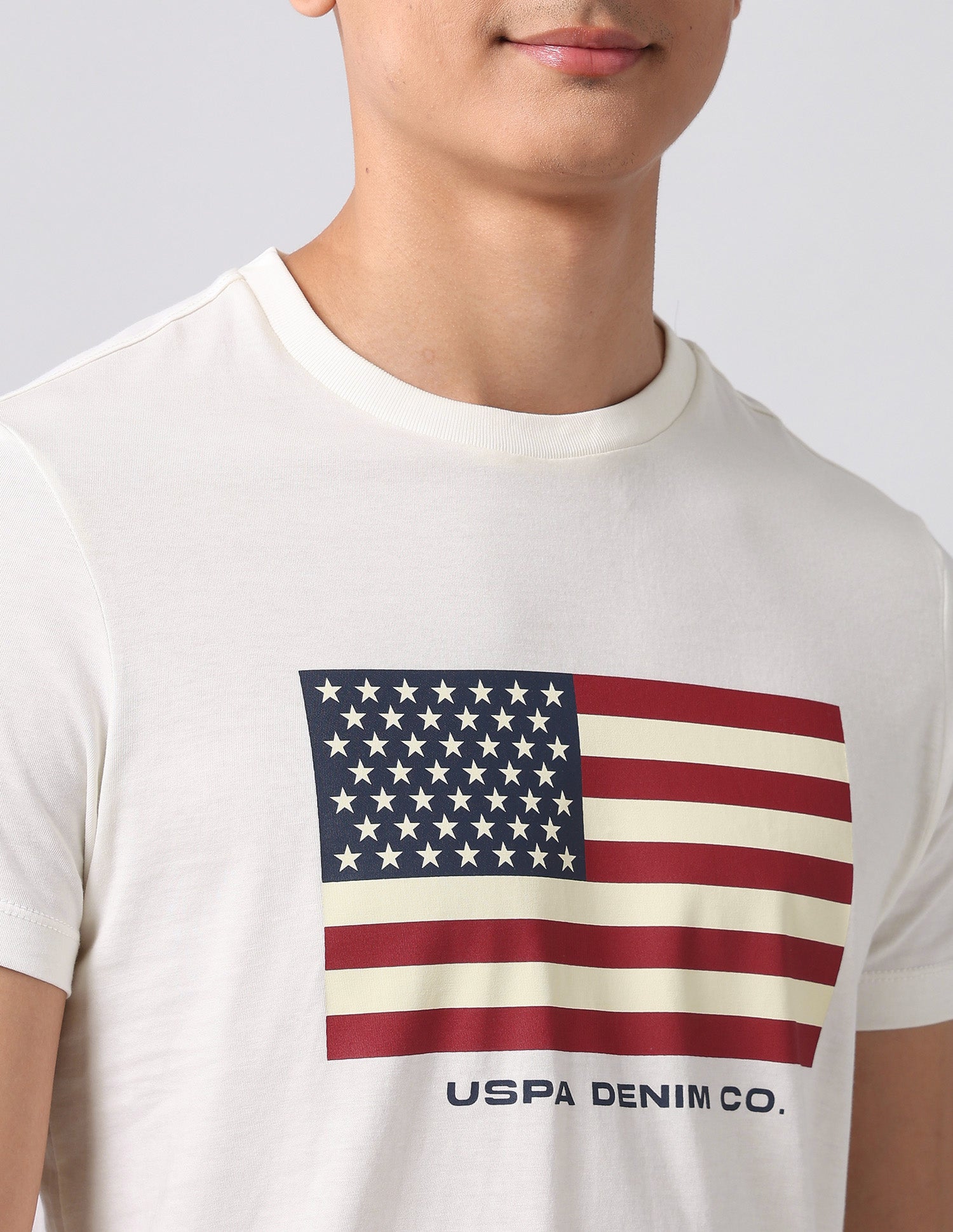 Graphic Printed Pure Cotton T-Shirt Ivory - U.S. Polo Assn. India | Large