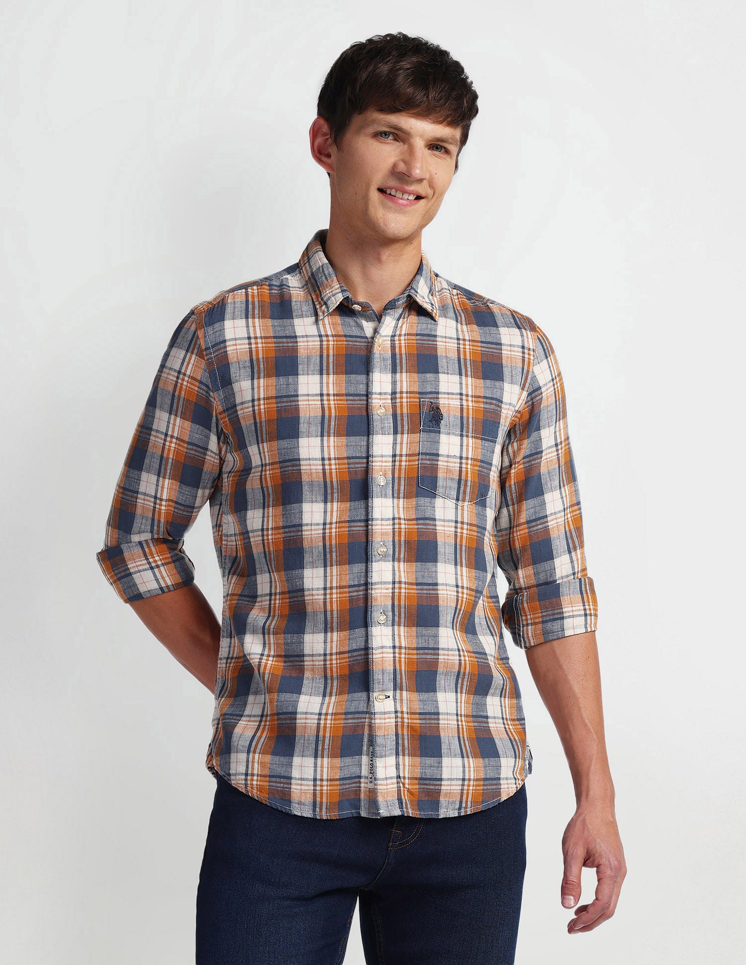 Tartan Check Slim Fit Shirt Rust - U.S. Polo Assn. India | Large