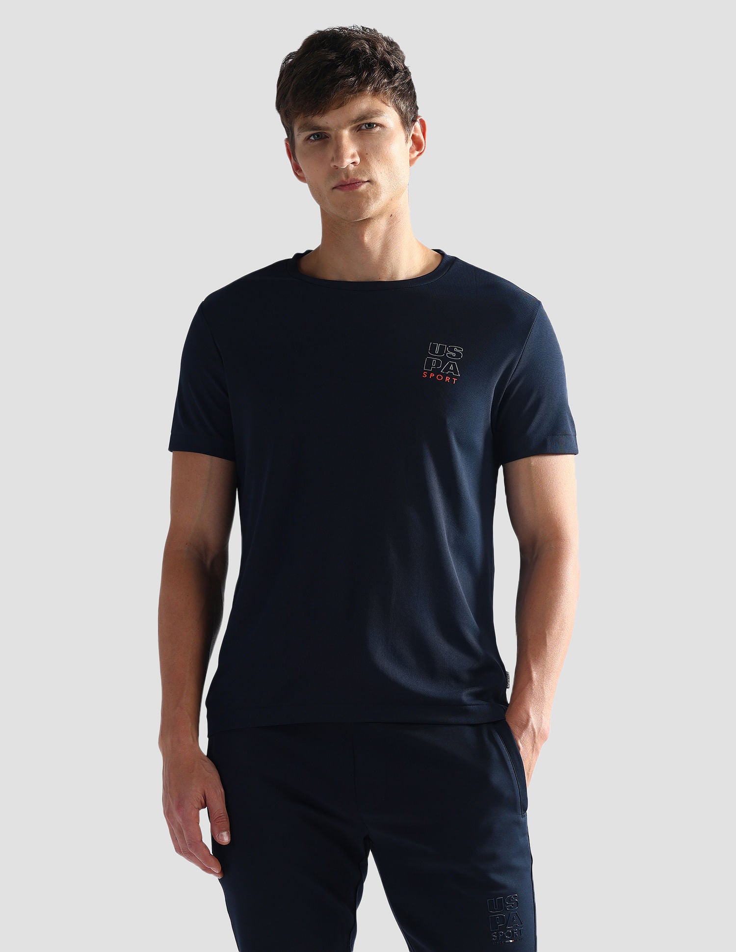 Brand Print Slim Fit Active T-Shirt Navy - U.S. Polo Assn. India | Large