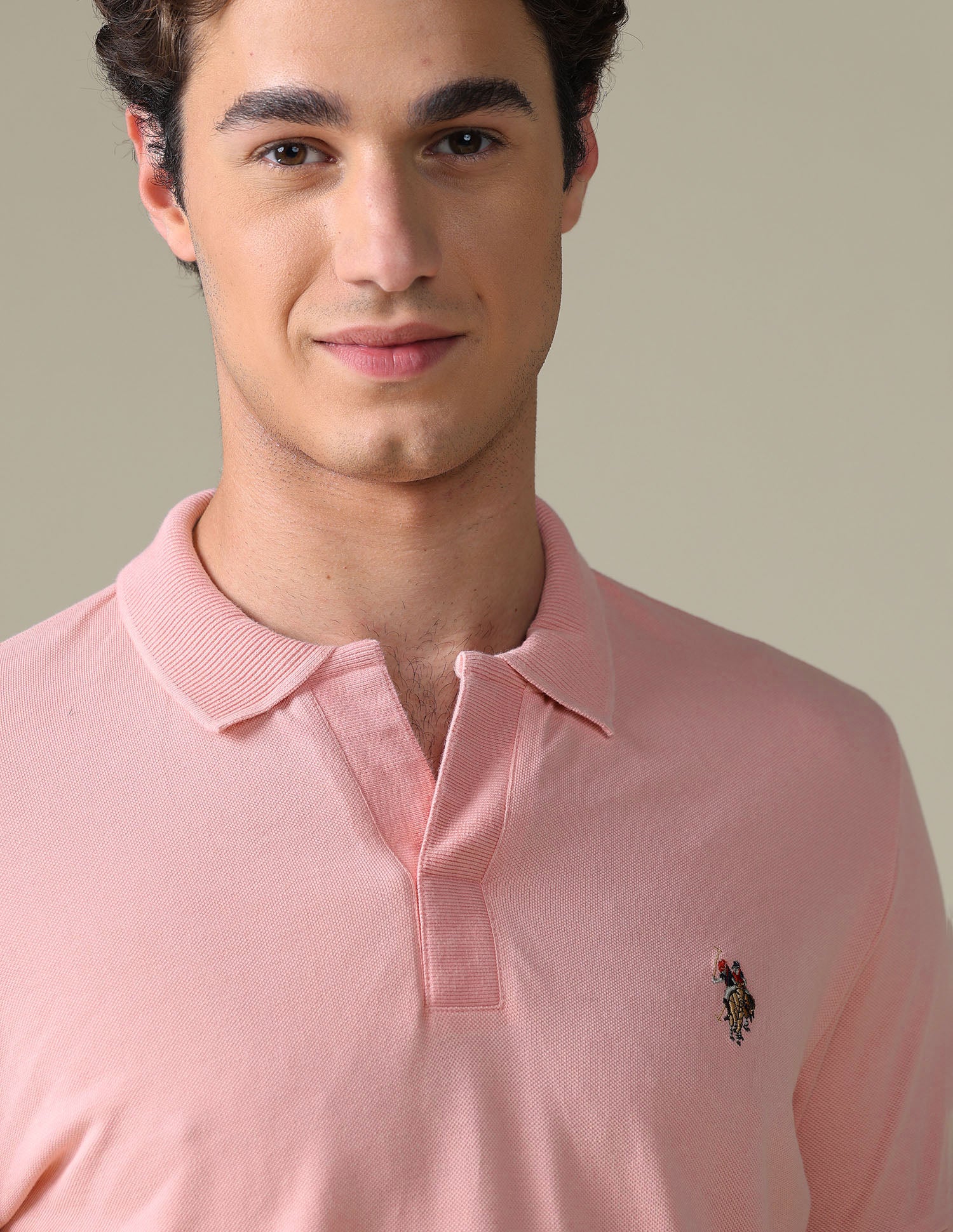 Solid Regular Fit Polo Shirt Light Pink - U.S. Polo Assn. India | Large