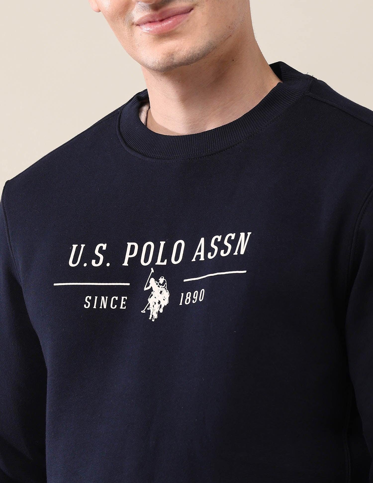 Brand Printed Regular Fit Sweatshirt Navy - U.S. POLO ASSN. | Large