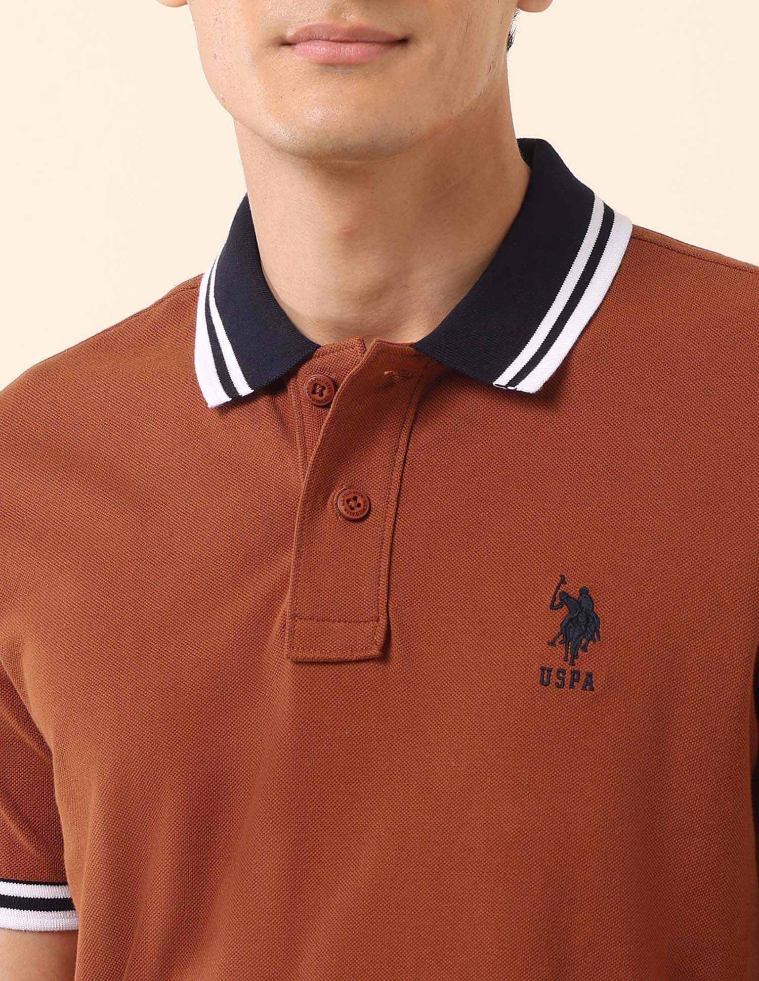 Pure Cotton Slim Fit Classic Polo Shirt Rust - U.S. Polo Assn. India | Large