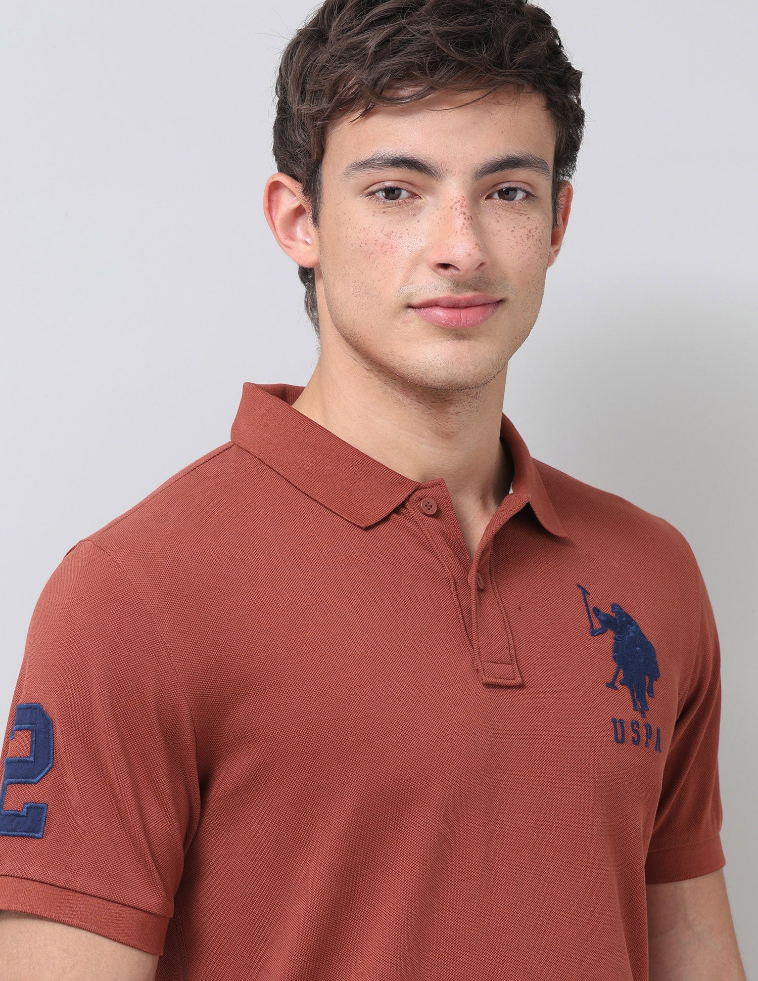 Solid Slim Fit Polo Shirt Rust - U.S. Polo Assn. India | Large