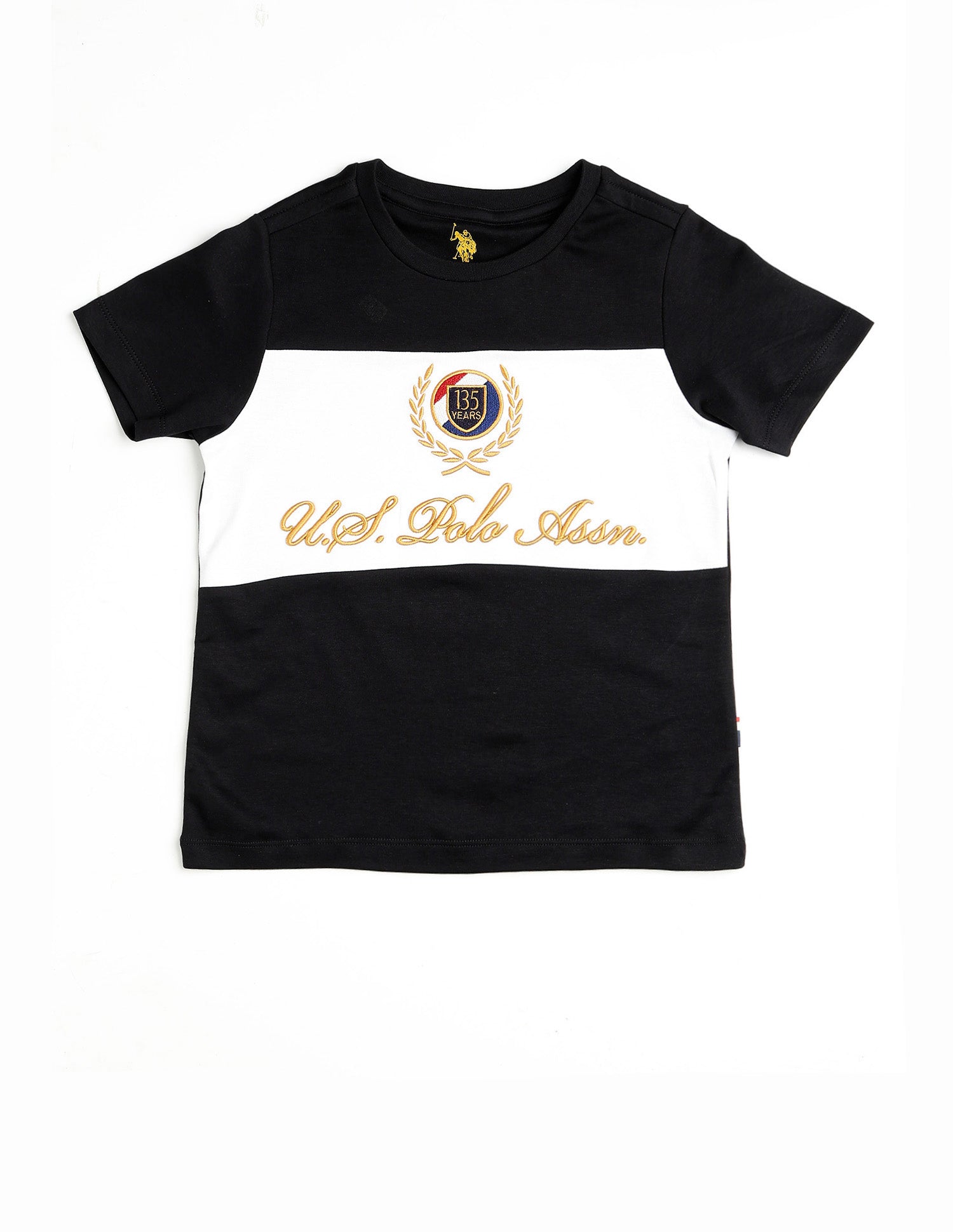 Boys Colour Blocked Regular Fit T Shirt Black - U.S. POLO ASSN. | Large