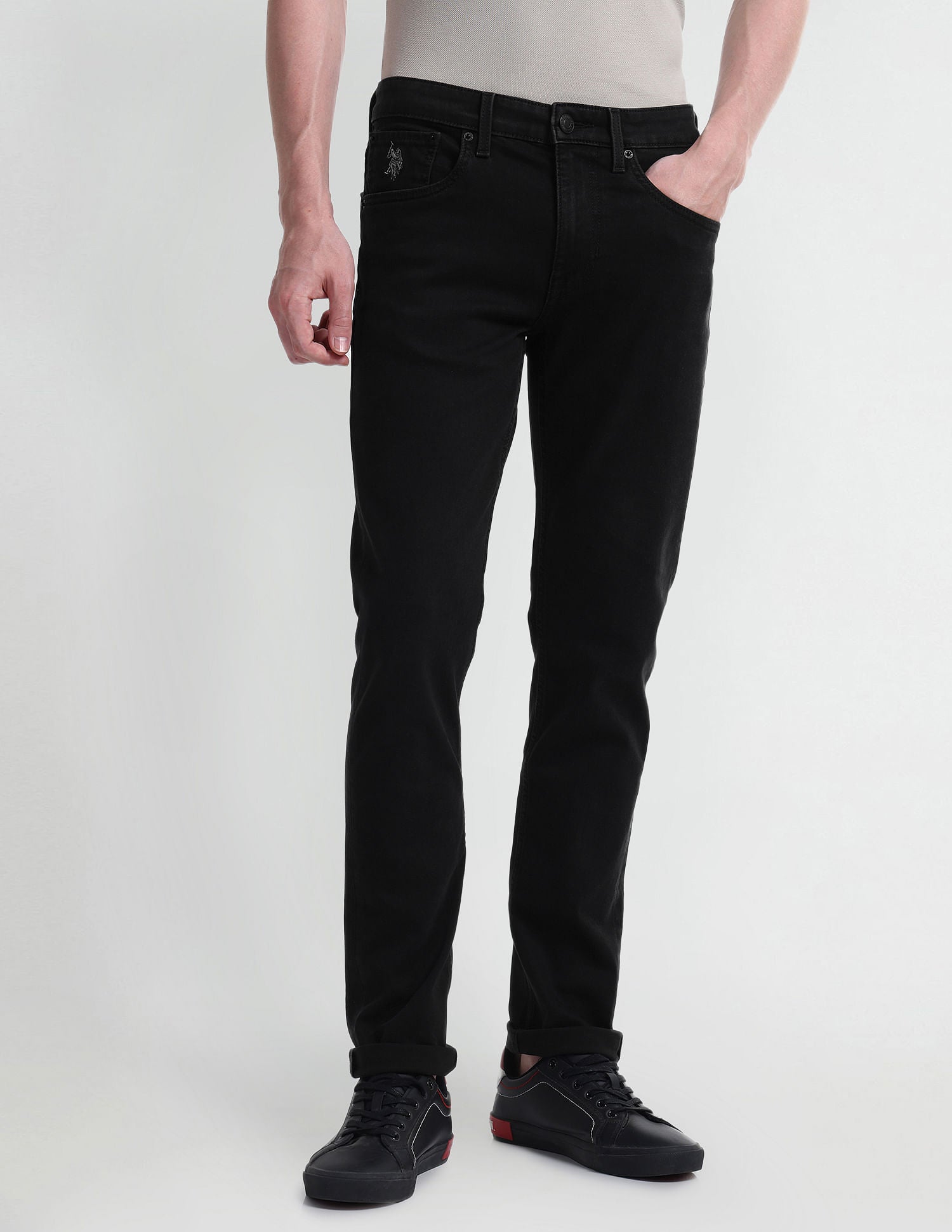 Regallo Skinny Fit Black Jeans Black - U.S. Polo Assn. India | Large