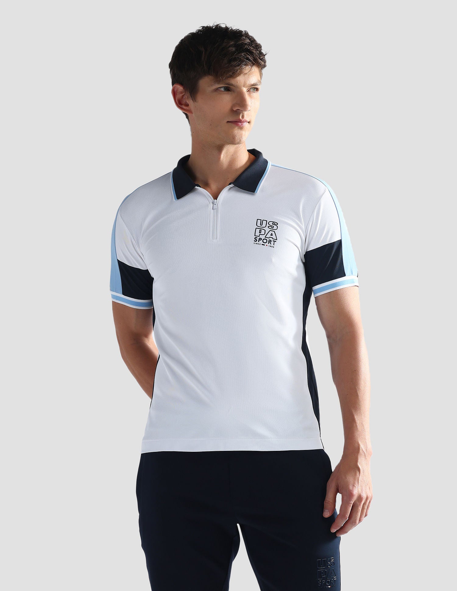 Colour Block Slim Polo Shirt White - U.S. Polo Assn. India | Large