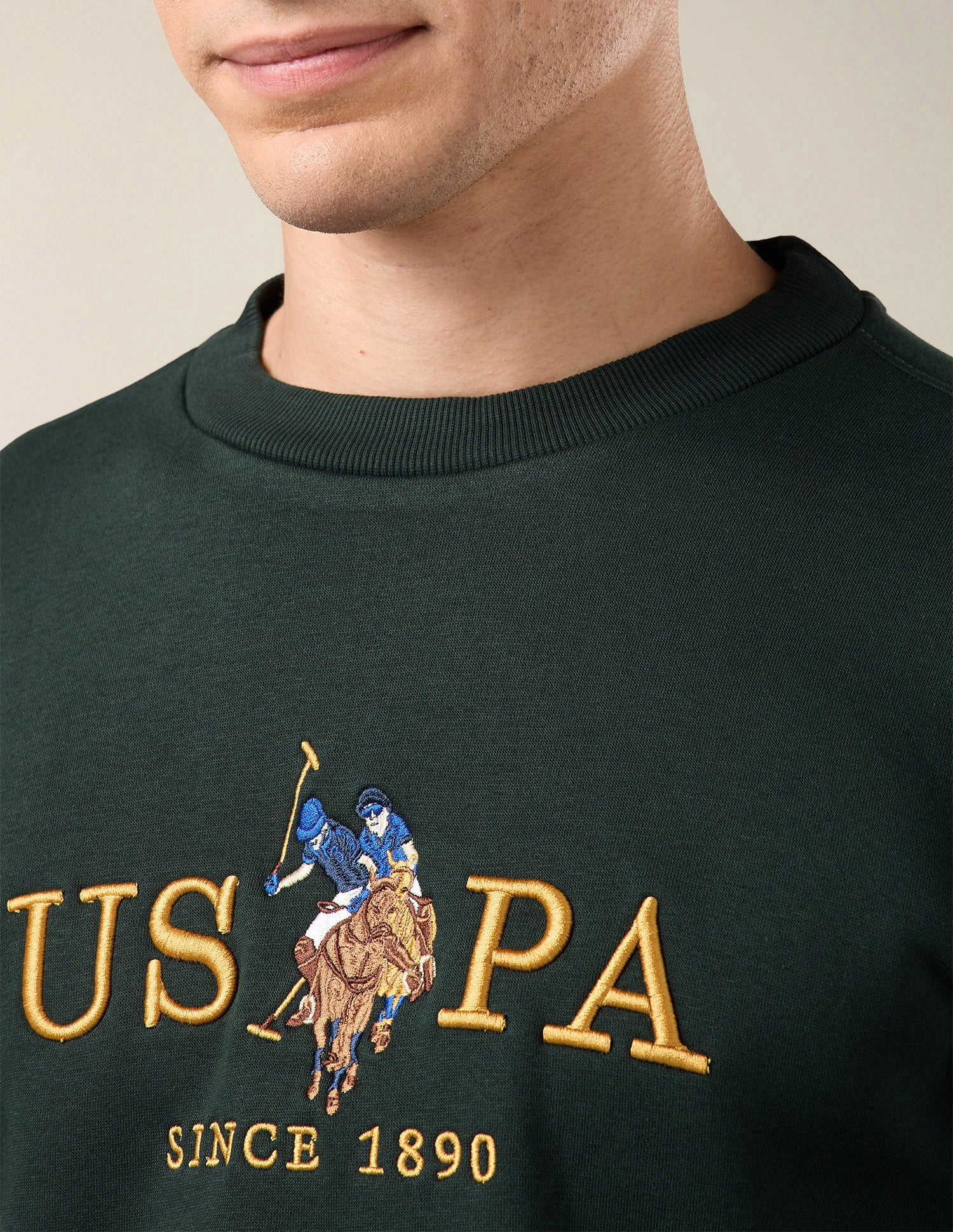 Brand Embroidered Slim Fit Sweatshirt Dark Green - U.S. Polo Assn. India | Large