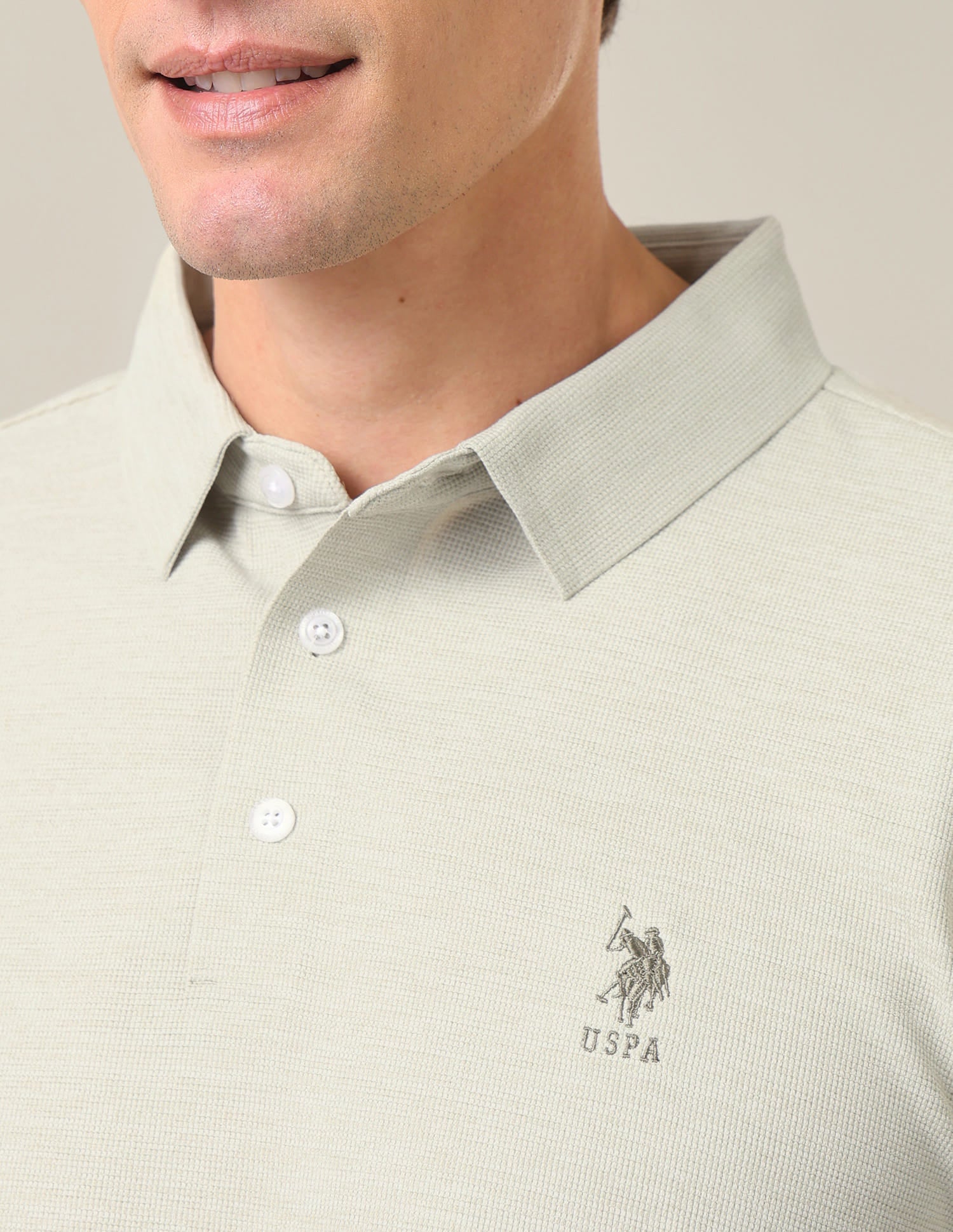 Solid Slim Fit Polo Shirt Light Green - U.S. Polo Assn. India | Large