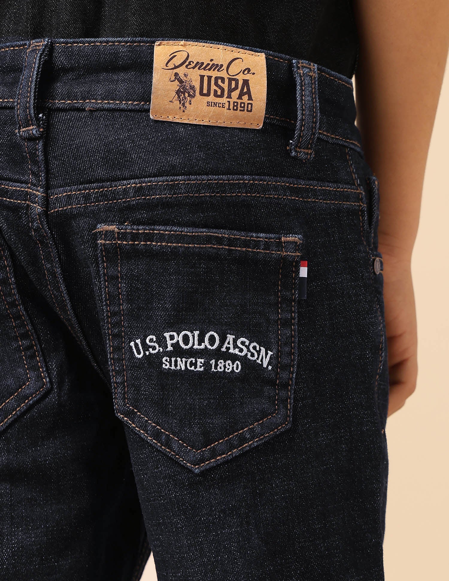 Boys Stone Washed Relaxed Fit Jeans Dark Blue - U.S. POLO ASSN. | Large