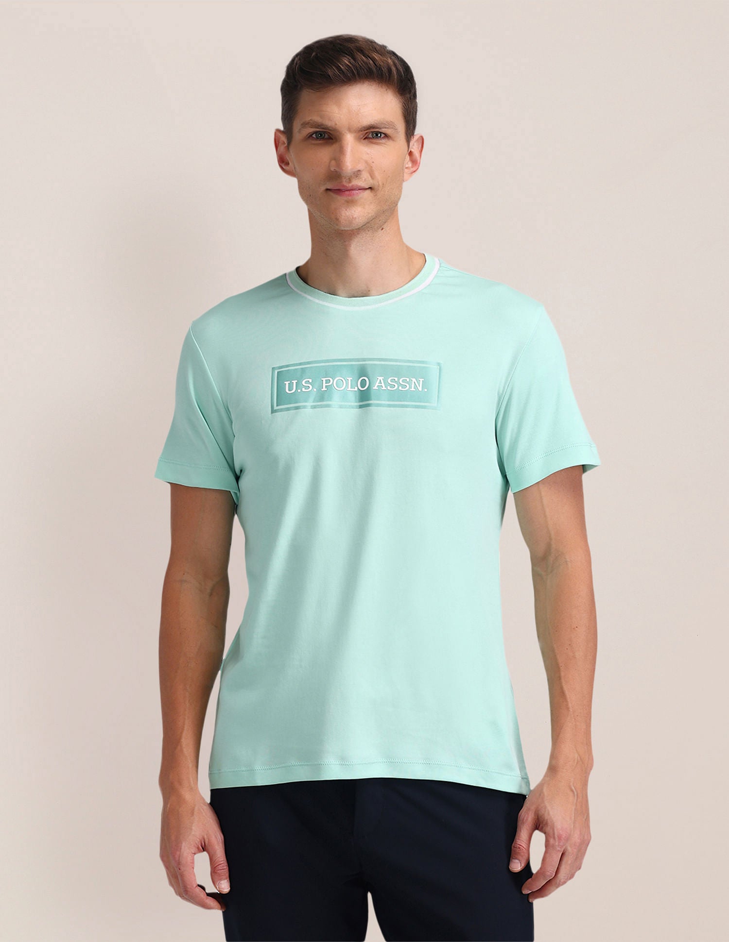 Brand Print Cotton T-Shirt Light Green - U.S. POLO ASSN. | Large