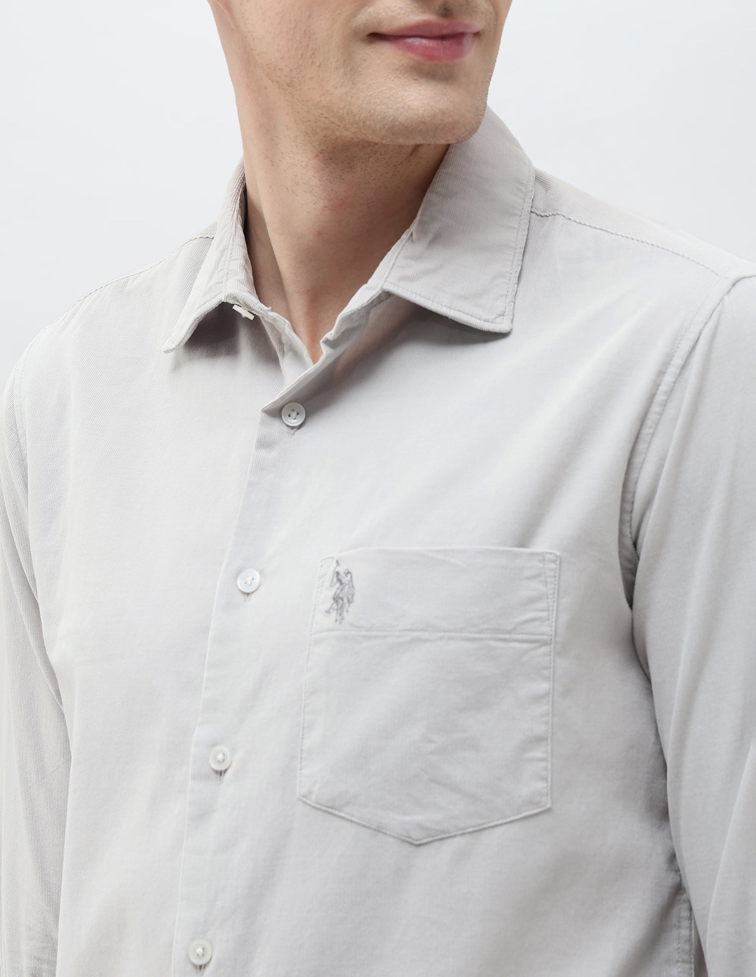 Textured Tailored Fit Shirt Grey - U.S. Polo Assn. India | Large