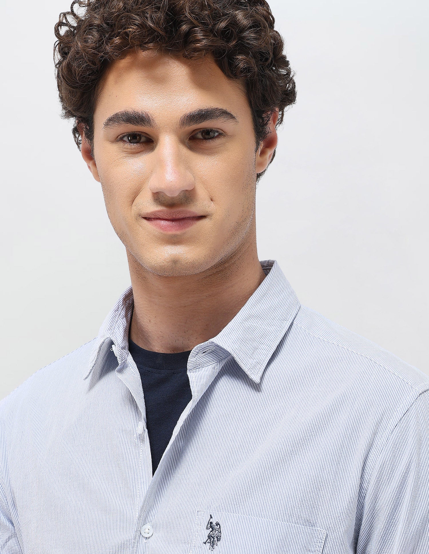 Pinstriped Seersucker Shirt Blue - U.S. Polo Assn. India | Large