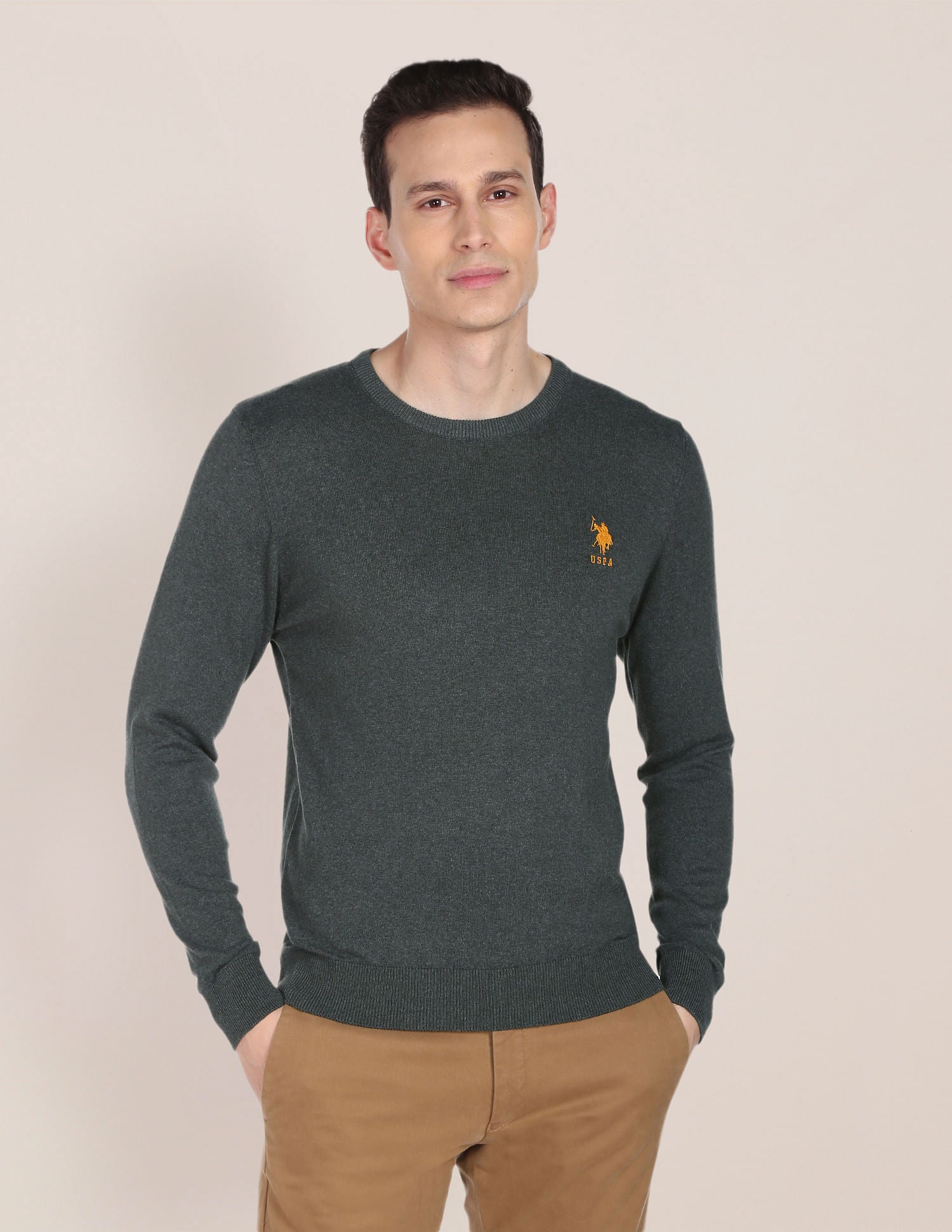 Crew Neck Heathered Sweater